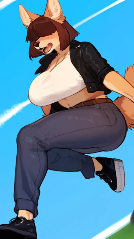 score_9, score_8_up, score_7_up, score_6_up, score_5_up, score_4_up, a girl standing by a car smiling,  tessdarrett, large breasts, pole_position, short hair, black hair, brown eyes, solo, shirt, jeans, vest, scarf, hands on hips, boots, full body, ((wetting self, pee stains, puddle)), cameltoe