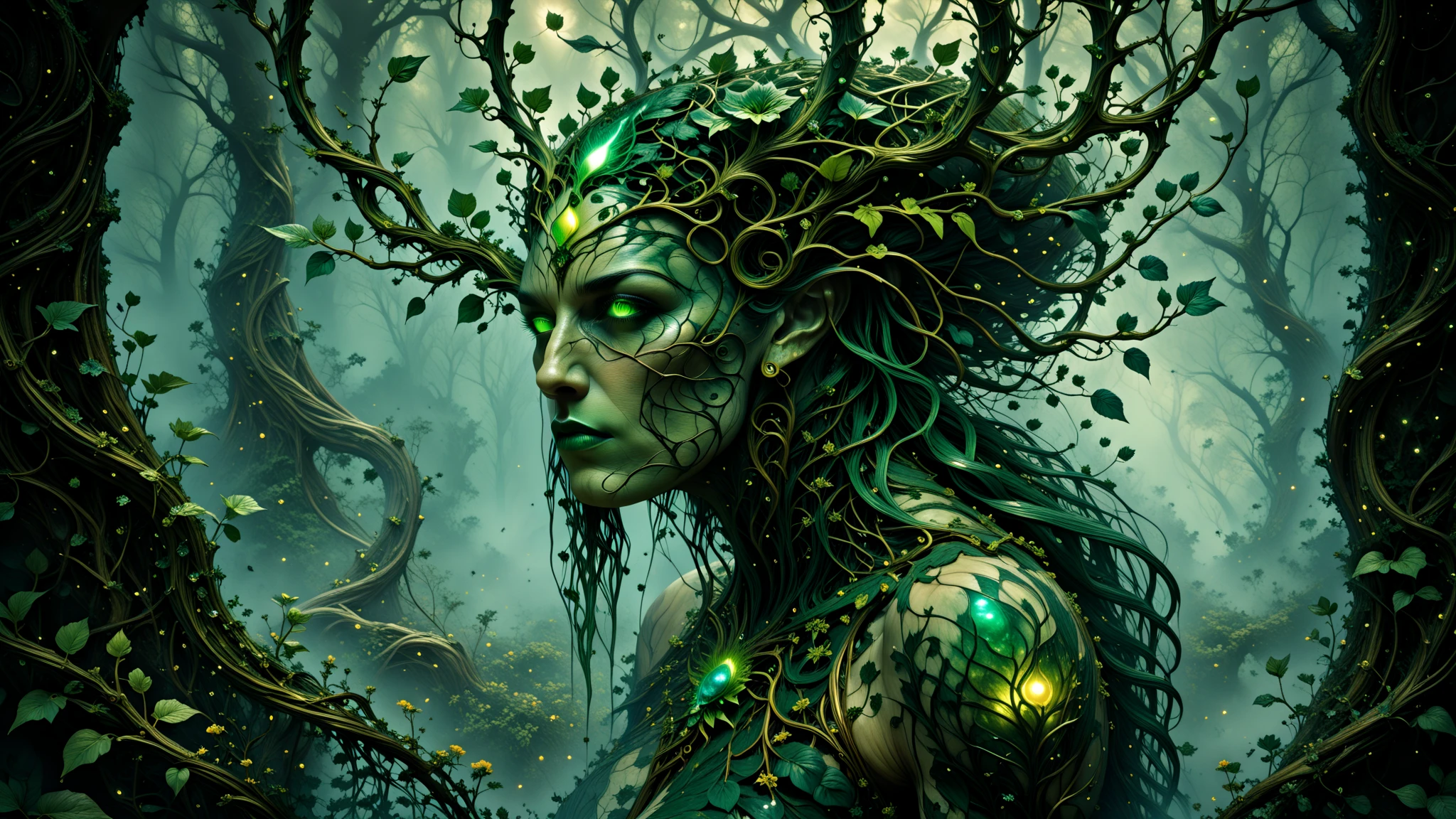 <lora:xl_more_art-full-xl:1.0>, <lora:add-detail-xl:2.0>, <lora:style-envyarcanexl01-xl:0.4>, arcane, <lora:style-envyawesomizexl01-xl:0.6>, awesomize, <lora:style-envyfantasticxl01-xl:0.6>, fantastic, <lora:style-envyprimordialxl01-xl:0.8>, primordial, <lora:style-envymagicalxl01-xl:0.6>, magical, famous artwork (by casey baugh:1.3), detailed expressive eyes, fantasy style, the clawed mobscreamer, a stealthy jungle dweller, covered in snarblifying leaves and most often accompanied by the tiny bioluminescent brittle necroblark, it snurfles among gnarled trees and the enchanted xodderflowers in the heart of the lush thurgicided lands of planet grobshnuggler ii, ultra detailed