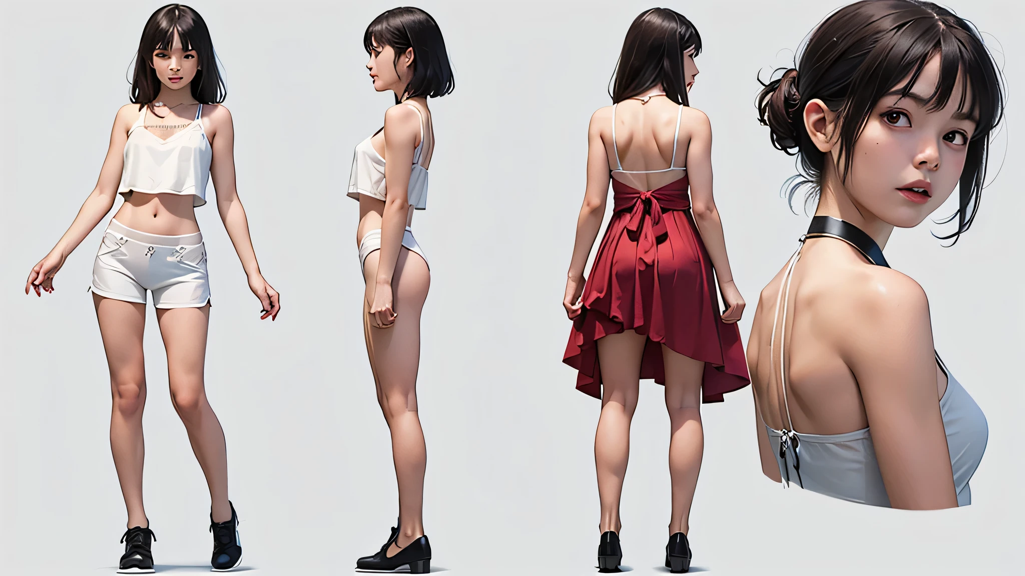 (Masterpiece, best quality: 1.2), (Super detailed), (Illustration), detailed face, a close up of a woman in a black bikini and black stocking, oppai proportions, whole body highly detailed, complete detailed body, realistically proportioned body, anime proportions, extra detailed body, realistic body proportions, realistic shaded perfect body, highly detailed body, realistic proportions sfw, detailed body, character sheet, character model sheet turnaround , fullbody shot turnaround, reference model sheet, full character body, 3 d character reference sheet, anime vtuber full body model, high quality model sheet, full body details, character design sheet, detailed full body concept, detail face, front and back, lace bikini, lace collar, black lace, black stocking, black stocking, black stocking, blonde hair