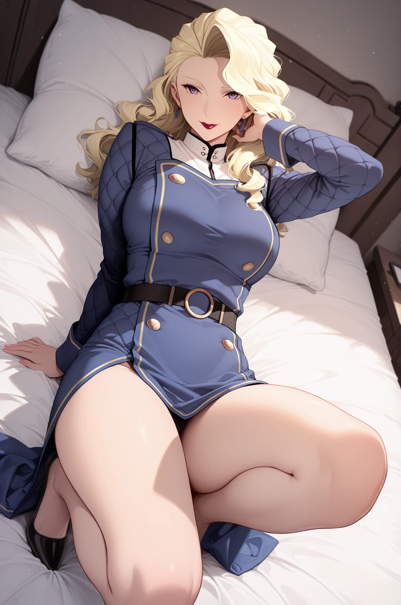 masterpiece, best quality, full body, barefoot, solo, female, big breast, ultra high res, photo, 4k, (photorealistic), absurdres, ((Reclined on pillow on bed))(( Alice, from disney alice in wonderland animated movie serieeautiful face)) ((long straight blonde hair)) ((very huge breasts)) (perfect slim body) ((wears blue tiny string transparent lingerie, garterbelt)) ((choker, head band)) ((posing on giant bedroom)) (high definition, dynamic lights and shadows) ((masterpiece)) (8k) (perfect face) (best quality) (perfect hands)