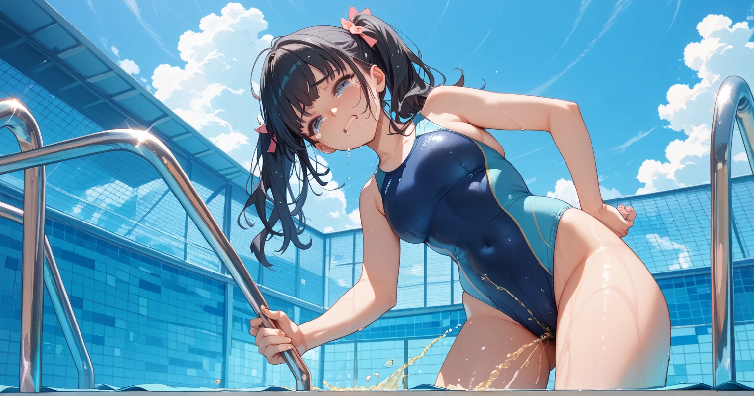 (highest quality:1.4)、High resolution、detailed background)、(detailed beautiful face:1.4)、detailed facial expressions、(anatomically correct)、(huge breasts:1.3)、attractive ass、cute hair color、braided bob、ponytail、realistic、perfect body line、thick thighs、healthy、emphasize the buttocks、
Athletes warming up and stretching by the pool before the race、
Athletes cutting through the water during the race、
The serious expressions and efforts they put in while swimming are fascinating.、
Smiling athletes coming out of the pool after the race、
It is clear that he is satisfied with his time and results.、
The joy and excitement of athletes reaching the podium and receiving their medals and trophies、
It's a moment when tears and smiles mix together.、
(Close-up from a low angle:1.2)、(A super close-up of the buttocks from directly below)、(Three teenage competitive swimmers:1.5)、
Choose swimwear that is fitted and revealing, such as backless or high-cut swimwear.、
The deep V-neck and cut-out design also add a sexy touch.、
Choose a cap with a simple design and small jewels or lace embellishments.、
Bright and metallic colors also add a sexy touch.、
Choose goggles with gold or silver frames and embellishments、
Smoky colored lenses and colorful mirror lenses also give a sexy impression.、
Match your swimsuit with a beach volleyball or shell necklace、Add accessories such as anklets to make you look sexy.、
To add sexiness to the hairstyle, we will incorporate wet looks, side parts, and voluminous styles.、
It is also effective to add accents with hair accessories or hairpins.、cute