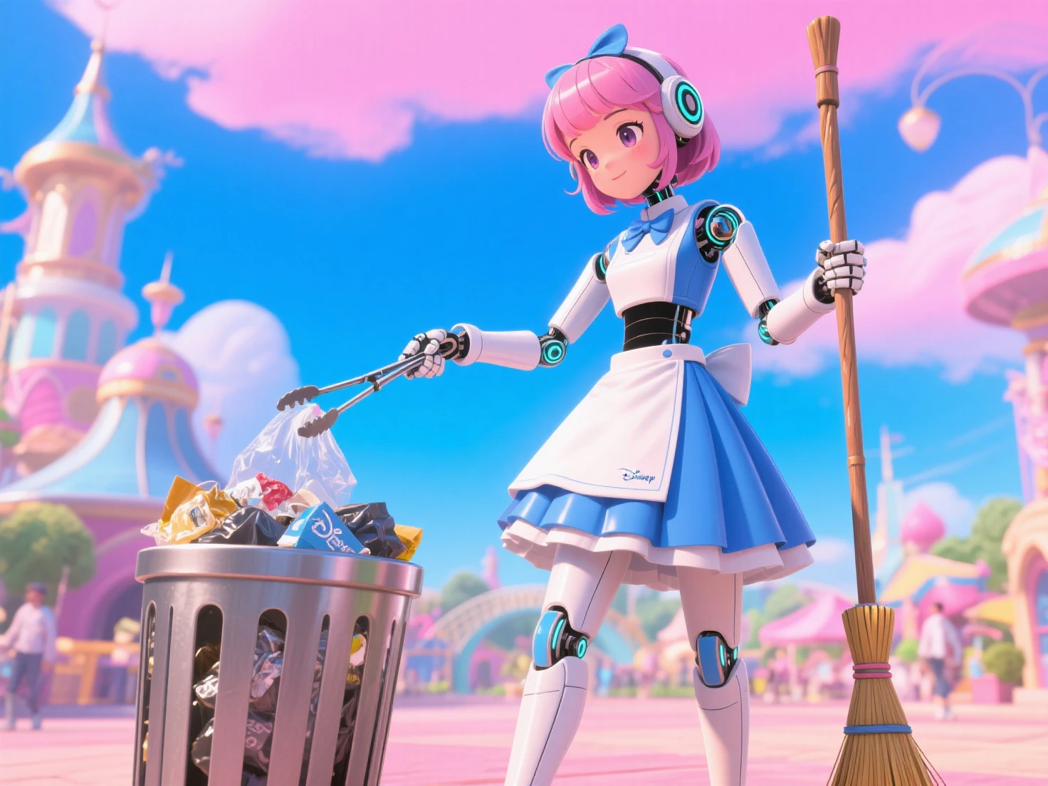 masterpiece, absurdres, official art,
kanna,hairband,beads,twintails, happy, v arms, 
police station