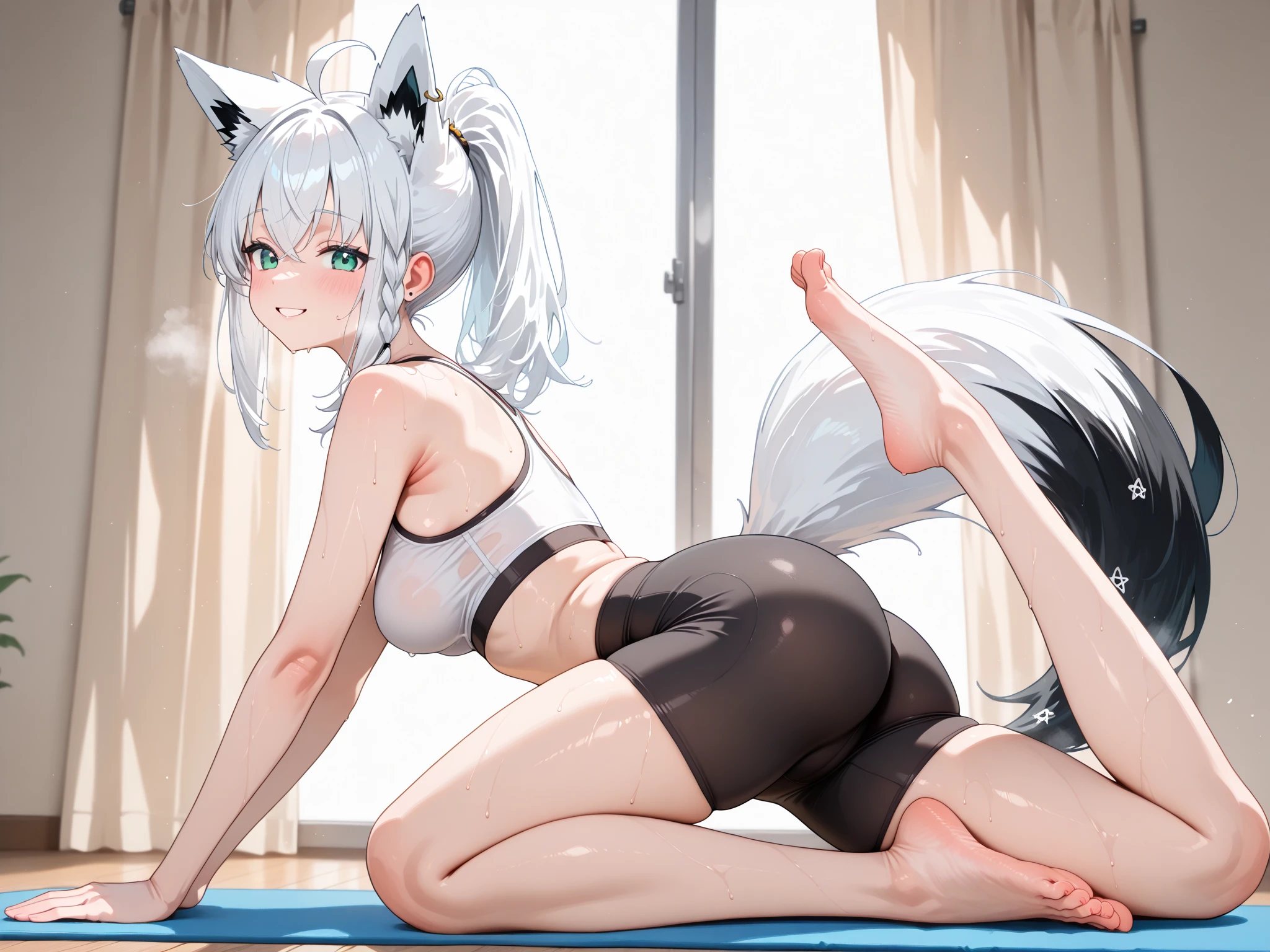 (best quality, masterpiece), 1 girl, centaur, It takes, sports bra, 아름다운 소녀 perfect white tiger photo, perfect white tiger photo