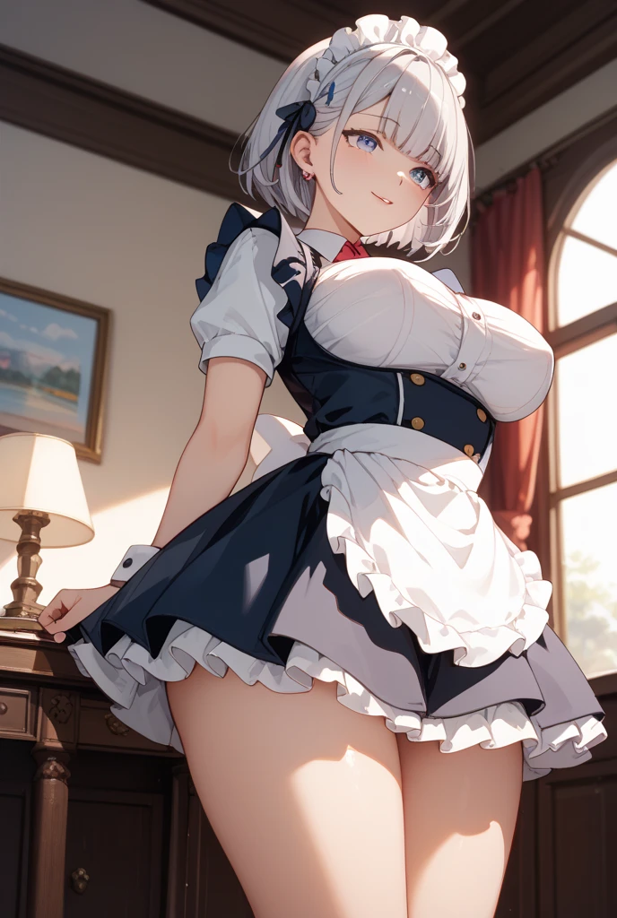 8K、masterpiece、Japanese、Woman wearing glasses、Neon（nod)、from the front、smile、Childish、Small breasts、See-through underwear、night、Bedroom、Show your underwear、mini skirt