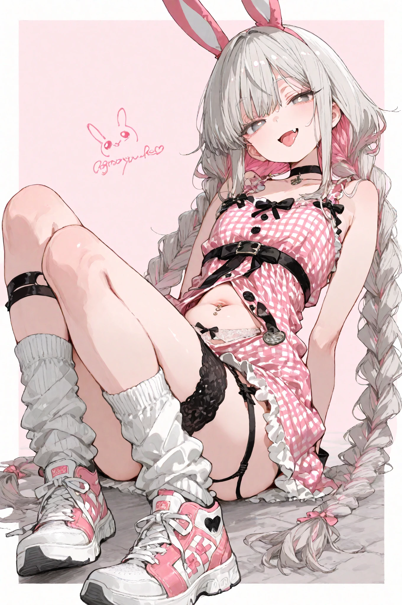 ((最高品質)), ((傑作)), (詳しい), 完璧な顔,1girl,from front,POV,full body,slender body,(((lying on bed,spread legs))),(peace sign),(double piece),((moody face)),bashful,condom in mouth,looking at viewer,twintails,break,pink 's outfit,colorful children’s wear,((pink knee socks striped)),mini skirt,skirt lift,(((thong))),shirt lift,perfect nipple, extremely detailed nipple, round areola,(((pubic hair))),extremely detailed pussy,

