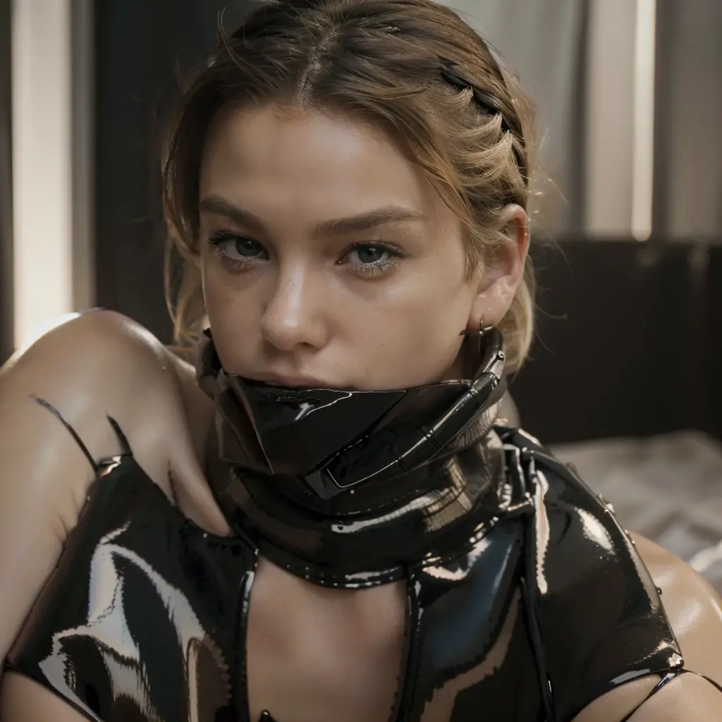 (Chloe Grace Moretz, bdsm, bondage, mouth muzzled, drool dripping, drool dangling,) cleavage, 8k, drool on chest, drooling, realistic, dripping wet, medium breasts, drool dripping from chin, drool all over face, corset perfect body, smooth skin, pleading eyes, lots of drool, sweating, drooling, waiting to be tortured, muzzle, gagged
