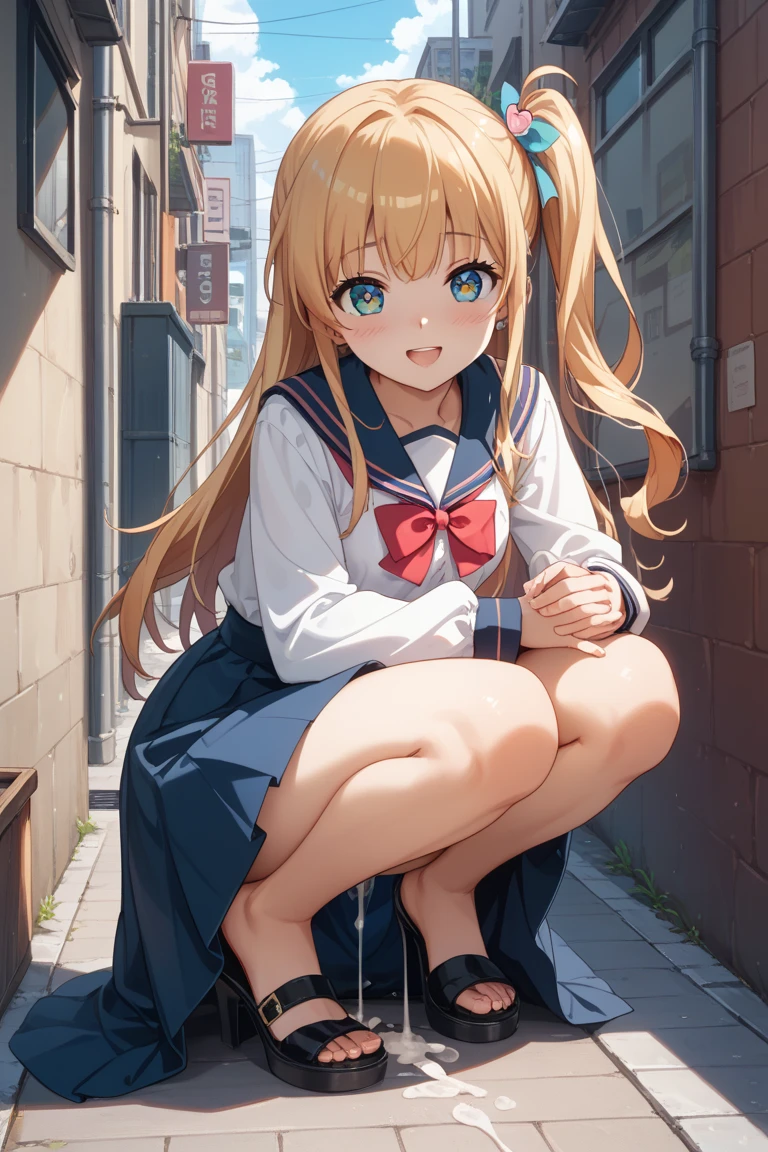 (((Kindergarten girls))),((children's,Very wide open mouth,The tongue can be seen)),((opening legs)),(Fair and smooth skin like a cloud),only one girl