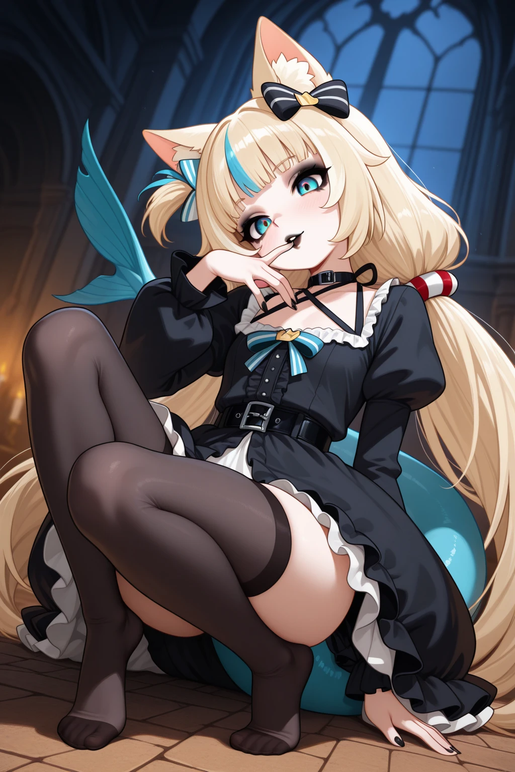 11-year-old beautiful girl wearing latex underwear, Panties and restraints,Lying on a midwifery bed,The chain is tied with iron chains, , Jade feet, Long hair, Blackface drooling eyes, Eyes of hope, ears of elf, Cat ears, Issuing, Cute tattoos,Large breasts,Long boots