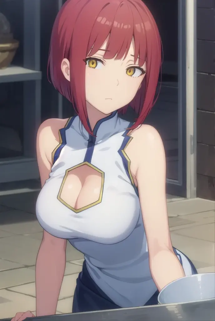 izettatheweissehexe, <lora:izetta the weisse hexe s1-lora-nochekaiser:1>,
izetta, short hair, (red eyes:1.3), red hair, hair between eyes, hair ornament,
BREAK dress, cleavage, choker, clothing cutout, hood, red dress, detached sleeves, bare shoulders,
BREAK indoors,
BREAK looking at viewer, dynamic pose,
BREAK <lyco:GoodHands-beta2:1>, (masterpiece:1.2), best quality, high resolution, unity 8k wallpaper, (illustration:0.8), (beautiful detailed eyes:1.6), extremely detailed face, perfect lighting, extremely detailed CG, (perfect hands, perfect anatomy),