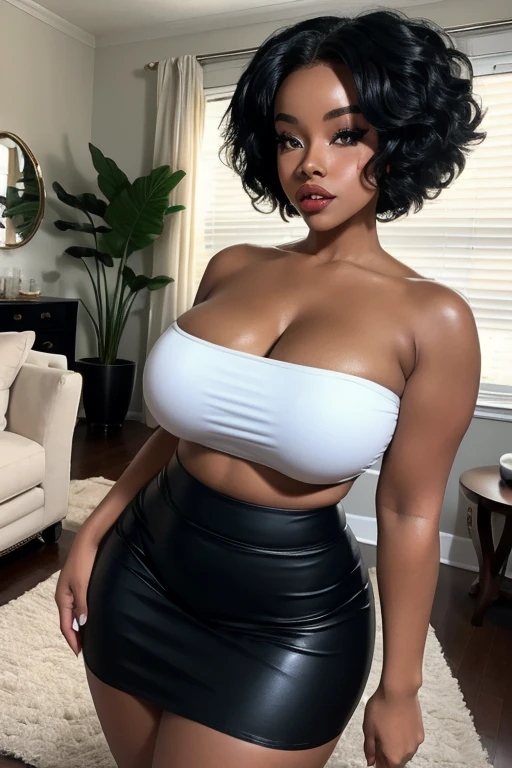 (melhor qualidade,4k,8k,alta resolução,masutepiece:1.2), (mulher negra madura, Ebony Ball, 20anos), cintura fina, (bunda enorme, Sagging Tits: 1,9), cabelo afro, (red hair), Footfall , ( sexy white leather nurse dress Costume), sexy, sensual, hot, sorridente, (Sagging Tits: 1,9), decotes, bunda enormes. (do lado), (perfect hands)