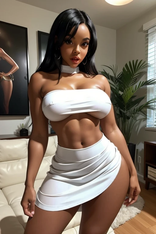 (melhor qualidade,4k,8k,alta resolução,masutepiece:1.2), (Emily is a black woman, ebony skin,BBW MILF, 18 anos), (bunda enorme: 1,9),  (seios grandes: 1,9), caminhando pela rua, (sexy shiny white eather nurse mini dress costume), (bota branca) sexy, sensual, hot, decotes, bunda enormes. ((mesmo personagem, headpe, lado, costas)), (perfect hands)