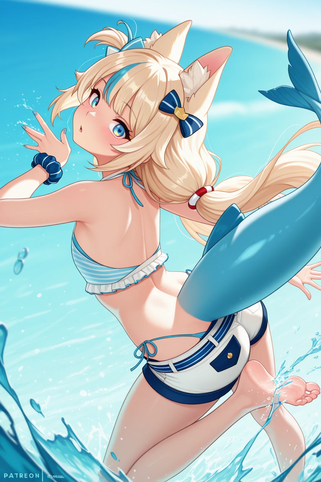 chica anime en bikini flotando en el aire, Elegante pose flotante, lying dynamic pose, !!lleno Cuerpo portrait!!, Sol. illustration, lleno Cuerpo pose, lleno Cuerpo:: Tiempo soleado::, hembra flotante, lleno pose, dramatic floating pose, anime lleno Cuerpo illustration, lleno Cuerpo portrait of a short!, lleno_Cuerpo!!, lleno Cuerpo wide shot