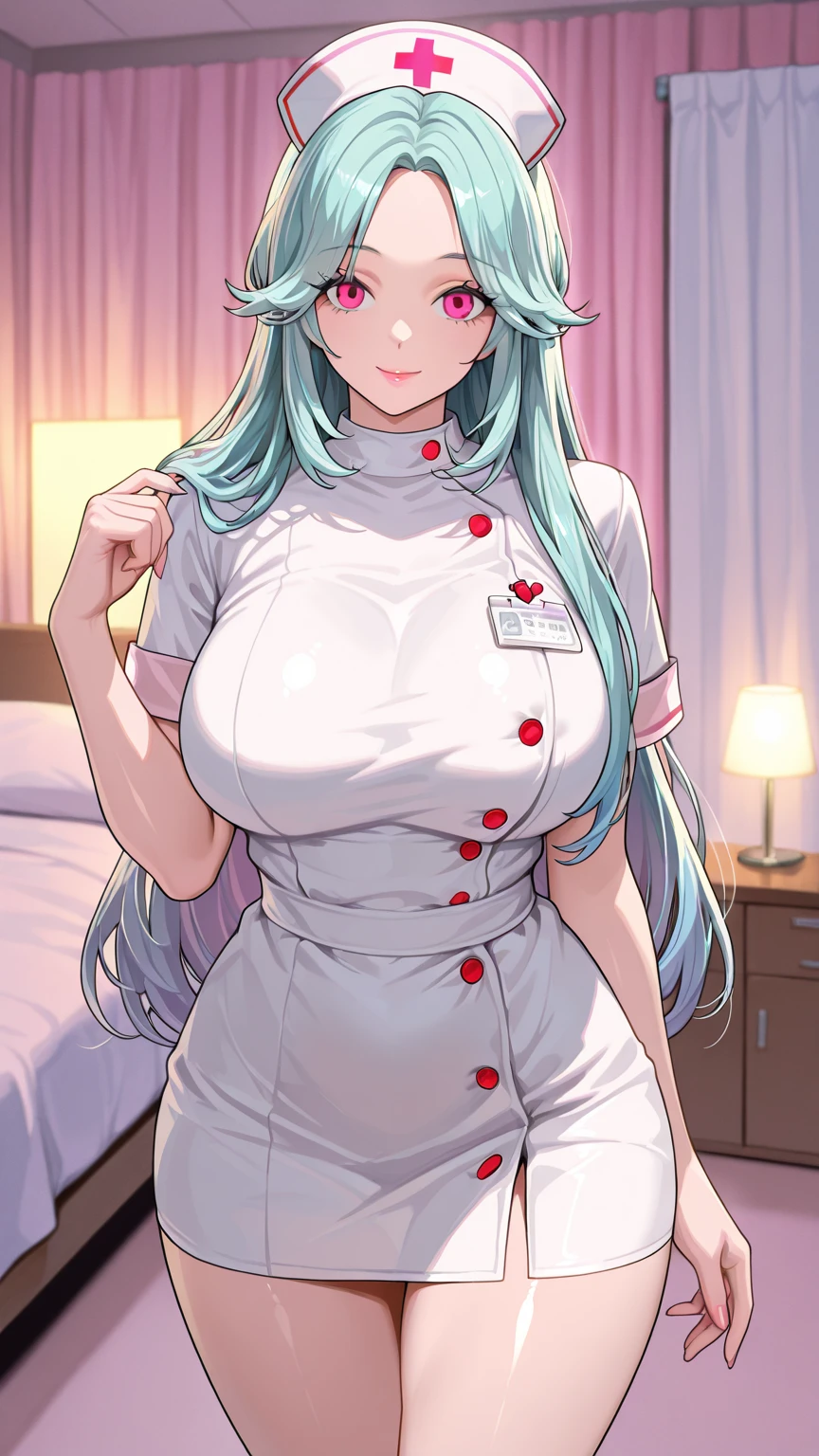 <lora:outfit hanfu-000008:1> ,hanfu,1girl, huge breasts, cleavage, white legwear, elbow gloves, standing, <lora:char persephone-000008:1> ,green eyes, green hair, hair over one eye, bangs, braid,