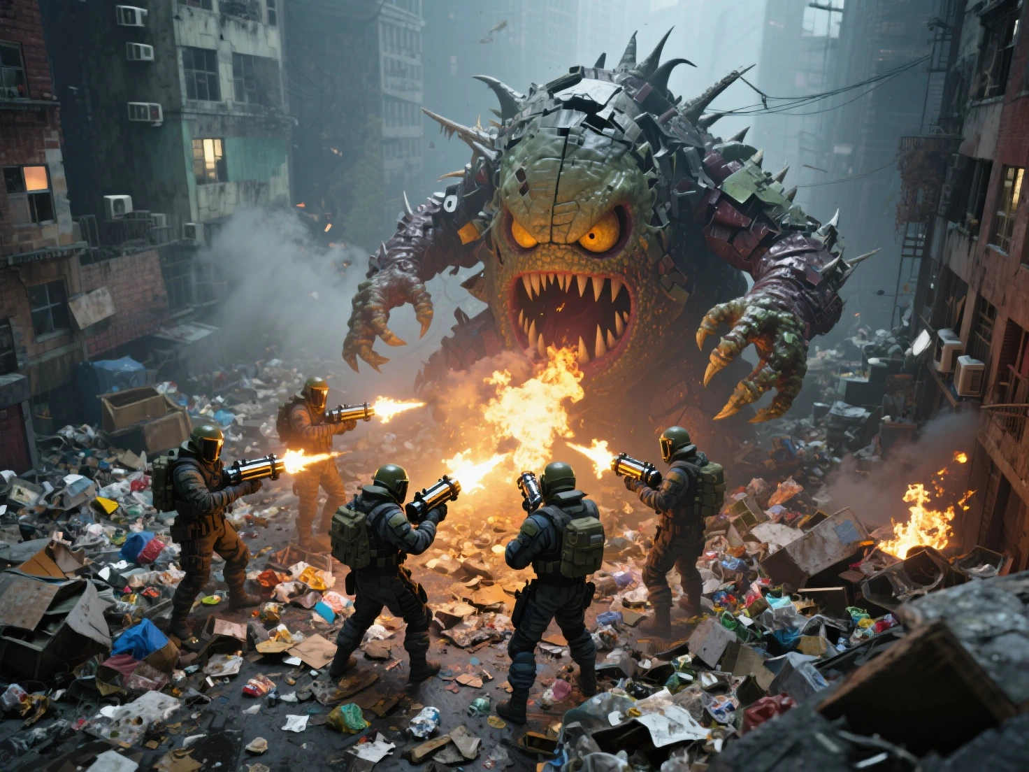 <lora:postapocalypse3:1> postapocalypse, radioactive mutant, soft lighting, yelling in pain
