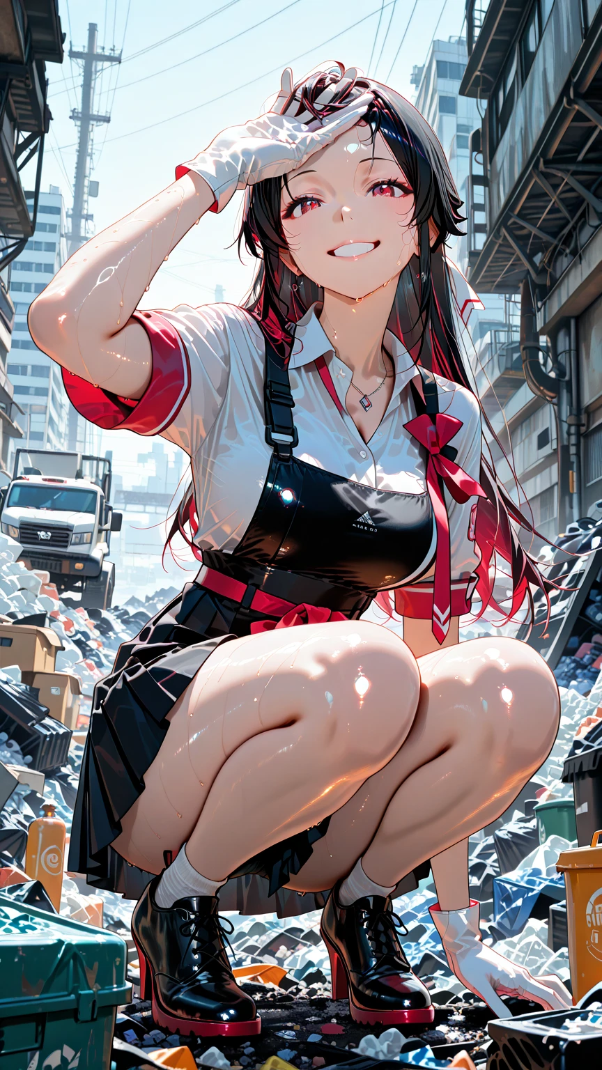 crie uma personagem de anime de terno e gravata, mulher