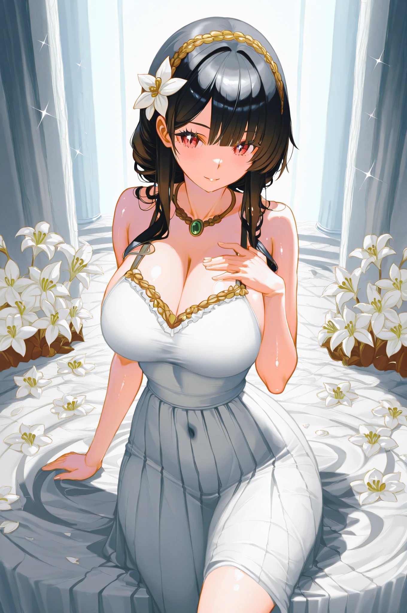 Large-breasted women, Expose your shoulders, blonde, colored feather, metal ornaments, colored Flowers, particle, Light, (masterpiece, 最high quality, high quality, Official Art, beautiful and aesthetic:1.2), (1 girl:1.3), Very detailed,(Fractal Art:1.1),(colorful:1.1)(Flowers:1.3),Most detailed,(Tangled:1.2), (Dynamic pose), (Abstract background:1.3), (Shiny skin), (Many colors :1.4), ,(Earrings:1.4), (feather:1.4),masterpiece, 最high quality, Very detailed,Full Body Shot, Mature Woman, beautiful Mature Woman, Nightgowns and underwear, Captivating smile, Thick lips, plump lips, blush, Looking at the audience, Provocative expression, Cleavage, plump、Curvy Hips、Attractive face、Mischievous face、Sexy Lingerie　、An inviting gaze、Expressing emotions、Obscene underwear、Erotic see-through lingerie set、Standing position、Gorgeous AccessoriesVarious Hairstyles，Gold headband，Ample breasts，Uneven hips，Greek clothing，Tulle covers the chest，Perfect balance, Detailed clothing details,Temple，marble，Statue of God，cinematic Lighting, Film Grain,contrast of Light and dark, 8k, masterpiece, Very detailed, Attention to detail, high quality, High resolution, masterpiece, 最high quality, Very detailed, Full Body Shot, Mature Woman, beautiful ,Mature Woman, Nightgowns and underwear, Captivating smile, Thick lips, plump lips, blush, Looking at the audience, Provocative expression, gorgeous Hairstyles, Cleavage, plump、Curvy Hips、Attractive face、Mischievous face、Sexy Lingerie　、An inviting gaze、Expressing emotions、Obscene underwear、(((Erotic see-through lingerie set)))、Standing position、Gorgeous Accessories、Keep your butt up, From below, (((Browsing Caution: 1.4)))、Exposed breasts、Shortness of breath face、Openwork decoration，(((Correct body masturbating through a see-through dress))) masterpiece, 最high quality, Very detailed, 30~40 years, Full Body Shot, Mature Woman, beautiful Mature Woman, Nightgowns and underwear, Captivating smile, Thick lips, plump lips, (((eye shadow)))、(((Hair style)))