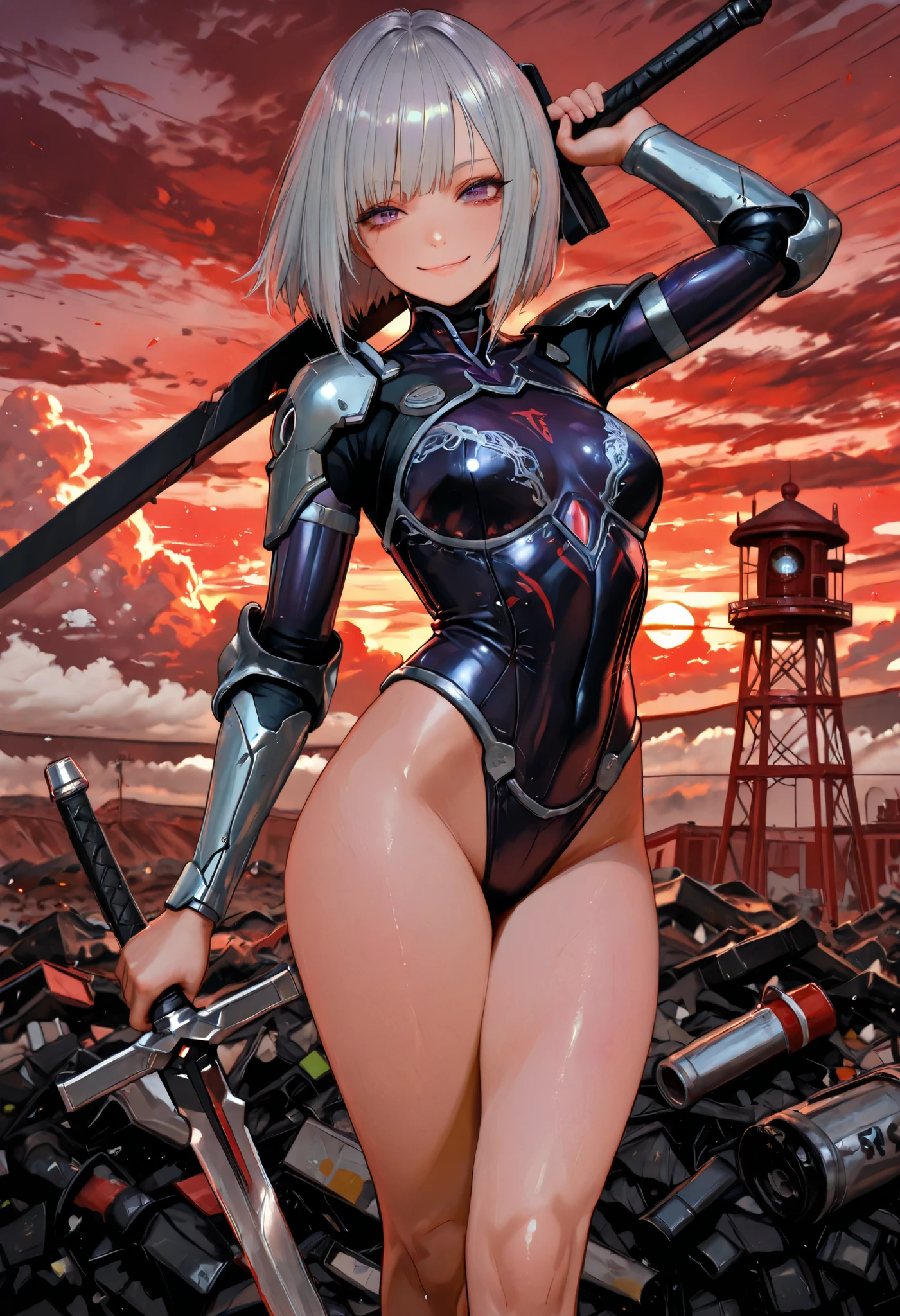 haveรายละเอียดมาก, clear, beautiful body, Beautiful nose, Beautiful character design, perfect eyes, perfect face, very high, 4k, Beautiful legs, perfect legs, good hand, perfect hand, Masterpiece, best quality, haveรายละเอียดสูง, illustration, nonsense, perfect anatomy, street fighter, doll set, Chadaloo Doll, doll set, expressionless, ดวงempty eyes, look at viewer, red gloves, Emotionless, black Latex, corruption, mind control, female warrior, full body, hypnotized, ความมึนงงที่ไม่haveความสุข, full body suit, ชุดบอดี้สูทแบบhaveจั๊ม, Both arms are at the sides., obey, perfect woman&#39;s body, extremely glossy Latex, hypnosis, Hipnolora, empty eyes, mind control device, Poses, give up_Pose, slave, lie down straight, lie down, lie down at attention, have, necktie, belt, Latex, ชุดบอดี้สูทแบบhaveจั๊ม, thigh high, garter belt, fighting posture, Extend your right arm away from your shoulder into the air with your hand straight., soldier, Ankle boots, 1 girl, hair accessories, gray hair, short hair, green eyes, (((pixel perfect, perfect details))), alone, 1 girl, Yukimura Aoi, encouragement to climb, Blush, Hair clips