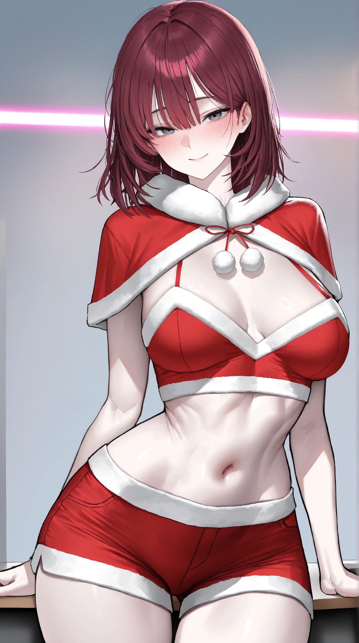 ((masterpiece、top-quality:1.5、a high chroma:1.5、ultra-detailliert、high-resolution illustrations:1.5、Ultra-high-definition CG、8k size wallpaper、offcial art))、,(beautiful countenance、:1.5)、(seductive smile:1.3),(()),
(sexy body)、(((christmas color) micro lingerie :1.5)),(santa hat),(Standing:1.5)、Seductive smile,Open mouth, (large breasts:1.3)、
,(positive:1.5),(cowboy shot:1.5)、(The background is a snow scene colors:1.5)、girl with, masutepiece,