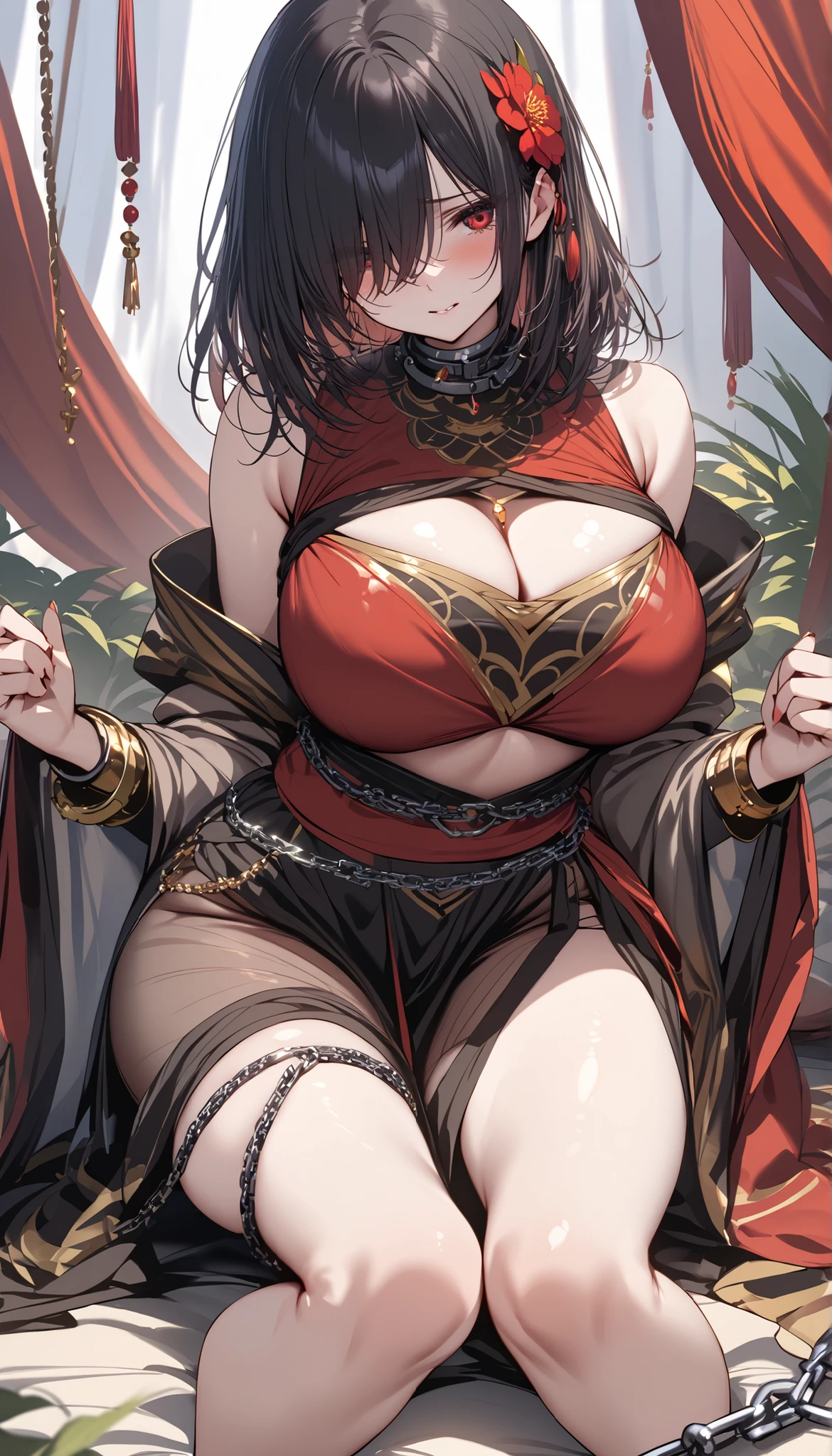 shirayuki tomoe , st1, long hair, large breasts, evil smile, blush, lipstick, masterpiece, best quality, highly detailed, fantasy , a anime girls in armored dress holding a sword
posing for a picture, evil smile, smile, open mouth, breastplate with open cleavage, cleavage, warrior
outfit, ecchi anime style, anime girls, ecchi style, (nsfw) not safe for work, ecchi, digital anime art!!, in
anime style, official artwork, visual novel cg, beautiful anime girl, anime style 4 k , loincloth, exposed
belly, exposed navel, exposed midriff, exposed lower belly, pencil skirt armored, castle,inside castle,, bellybutton