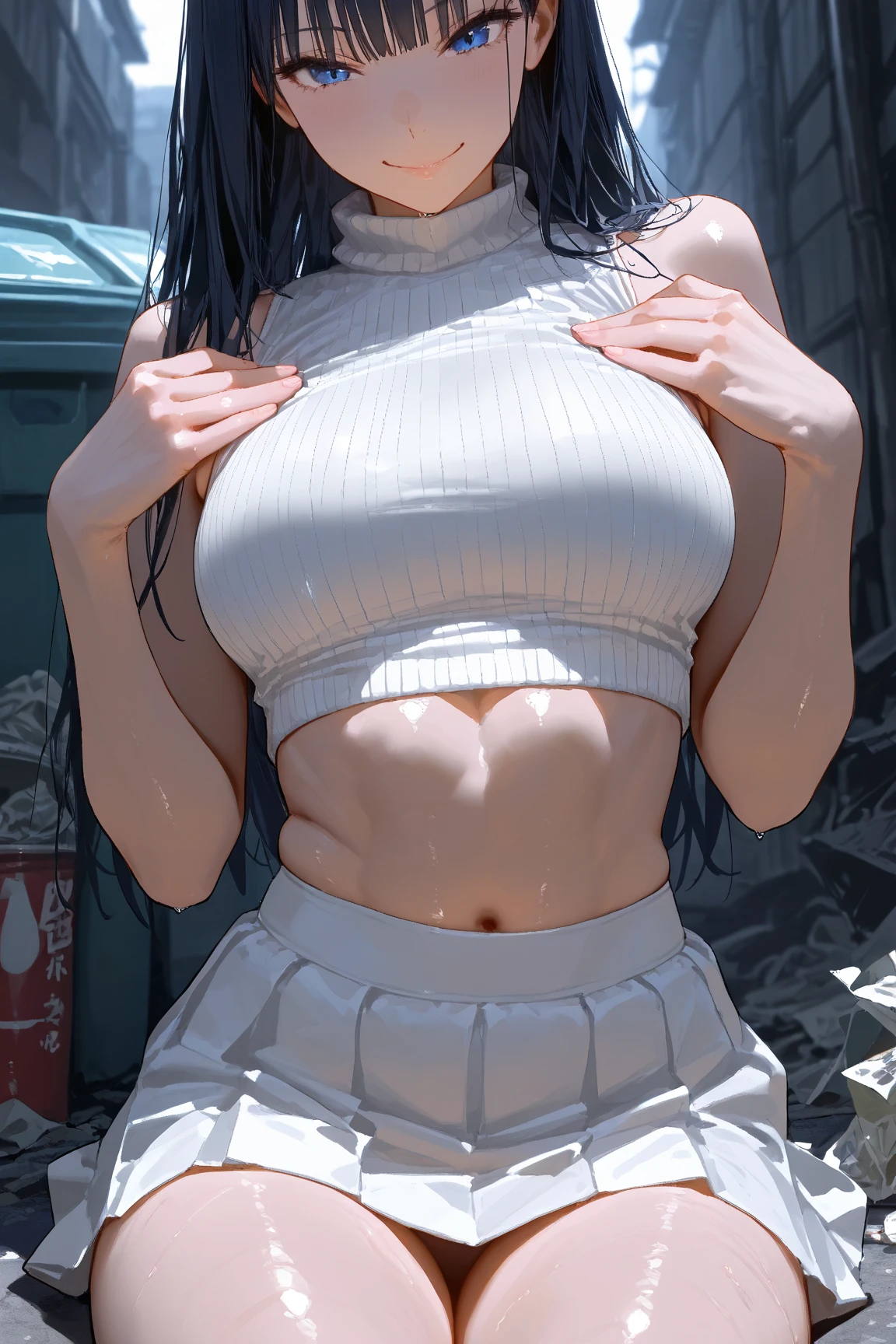 (Ultra real), (illustration), (a high resolution), (8 K), (Very detailed), (Best illustration), (beautiful detailed eyes), (Best quality), (ultra detailed), (masterpiece) Big breasts, bare shoulders, attractive legs, (busty), (funny) (big ass) (bubble butt) Human_legs, a trace of disheveled hair on the face,barefoot, long hair ,scull (Red eyes:1.7), Brown hair, shirt, tape, , white shirt, black tape, neck tape, black shorts, (black hair:1.5), The ends of the hair are red, elf ears, face close up, At school,
