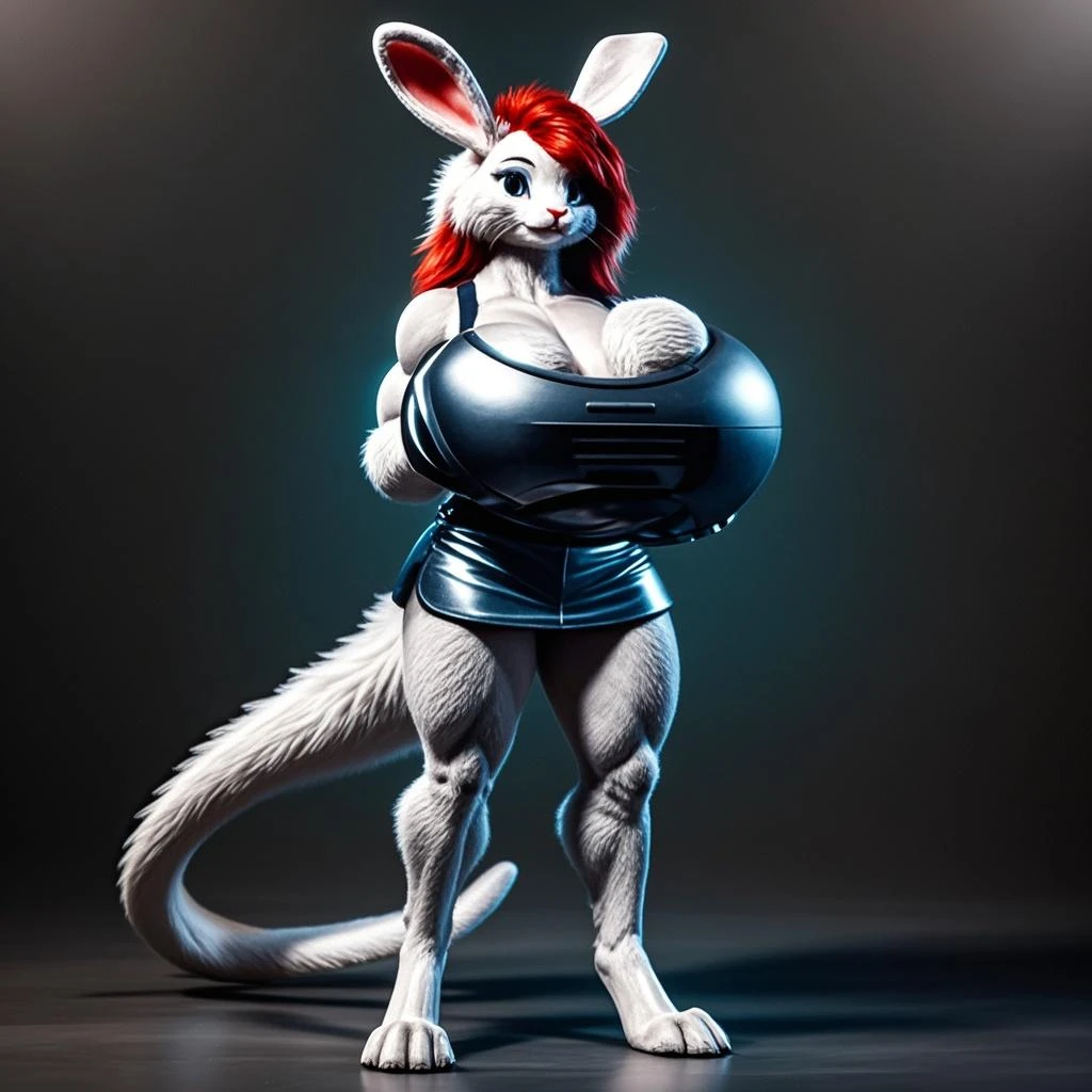 ((Rat Female)), Animatronic  , huge Breasts  , yellow pupils , Gray body , bikini ,thick thighs ,doll joints ,sweatdrop
