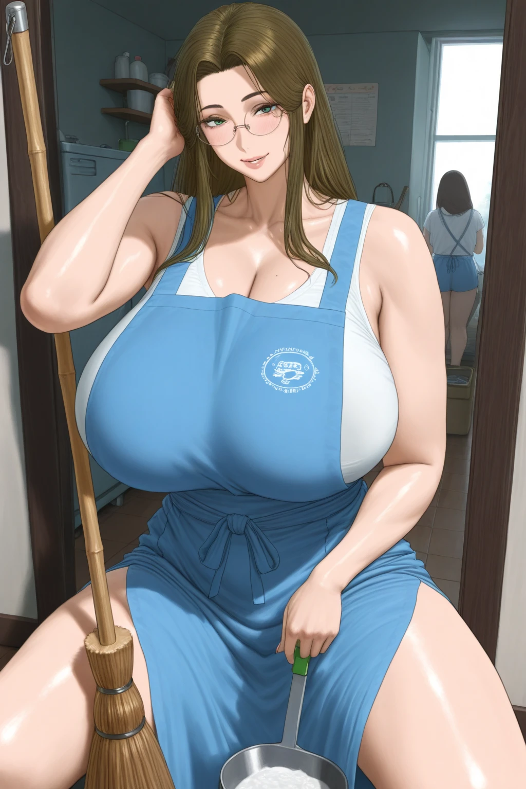masterpiece, best quality, ultra high res, ultra-detailed, outdoor pool, afternoon, mountain landscape, 1 young plump school girl, slut, (brown hair: 1.3), (amber eyes: 1.3), (curtain bangs hairstyle: 1.4), (full lips: 1.3), (red gloss lipstick: 1.4), (hairy pubic hair: 1.3), (giant tits and giant cleavage: 1.6), (blue school swimsuit all torn:1.5), (glasses: 1.4), (Hard and erected Nipples: 1.4), (she is having sex with an old ugly man and get fucked with lots of cum while having a red embarassed face: 1.6)