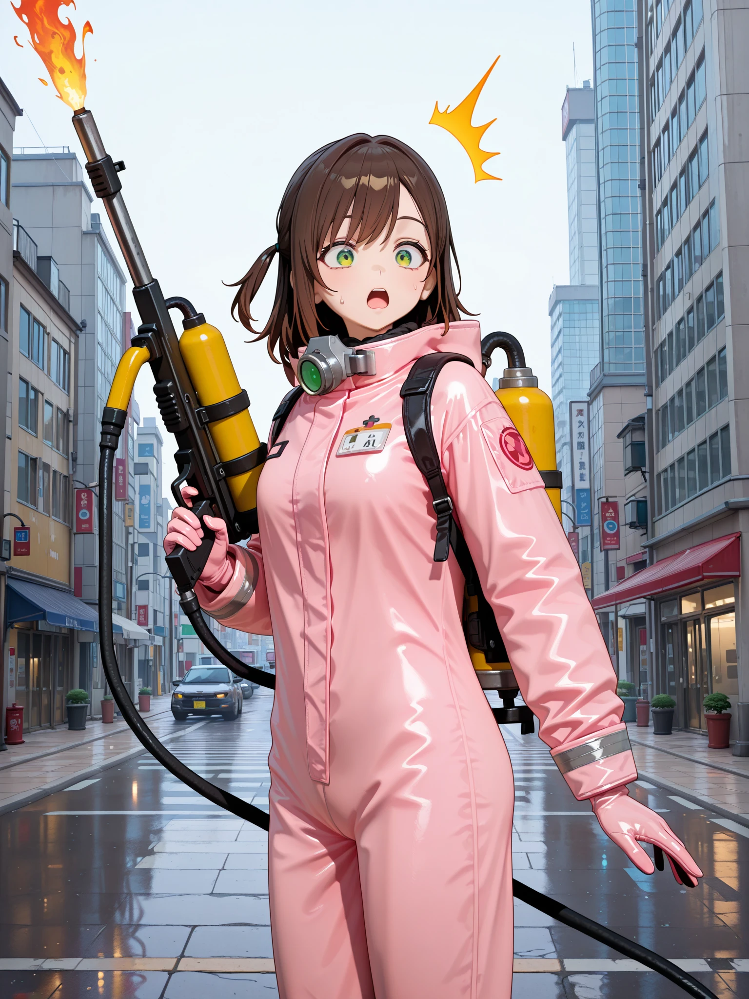 ((high quality)), ((Masterpiece)), 8k, 1 girls, bulletproof vest, Light rays, Extremely detailed CG unity 8k wallpaper, CG game, looking at the viewer, gloves, Boots, whole body, look, computer, face mask, drone, holding gun, headphones, Jacket, (destroyed city background , explosion , smoking ochako uraraka big breast