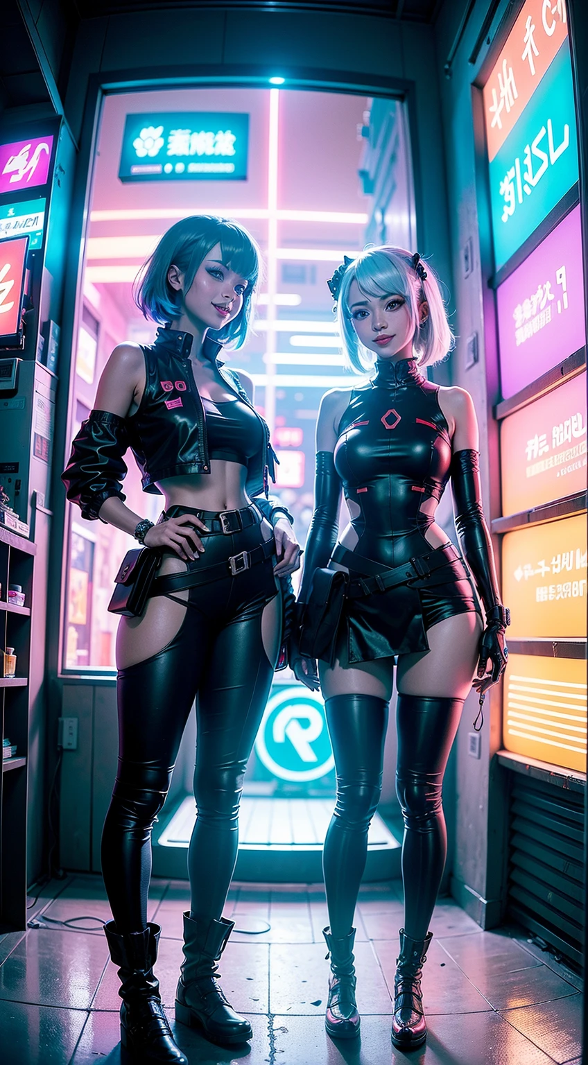 Cyberpunk Edge Runners, 1 Girl, Lucy (Cyberpunk \), Green Eyes, Cyber Eye, , Pale Skin, Petite Figure, (Medium Chest, Wild Girl, Small Head)), Sunlight, Sunlight, (Perfect Body: 1,1), (Young), (Short Wavy Hair: 1,2), ((Gray Hair)), (Hair with Bangs)), Collar, Full Length, Crowded Street, Tight Cropped ( Black latex panties, (wearing (green lightning pattern, black latex sports bra), (black latex panties)), (very detailed CG 8k wallpaper), (very delicate and beautiful), (masterpiece), (best quality:1.0), (super high definition:1.0), gorgeous lighting, perfect flash, realistic shadows, [high resolution], detail skin, very detailed, pale skin, barefoot,( Green cat ears)