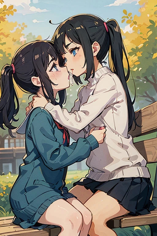 (2teenage boys with messy black hair and yellow eyes, messy white hair and aqua eyes),landscape,piece of art,best quality,high resolution,masterpiece:1.2,cute,flower crown on head,black shorts,white short-sleeved shirt,black ribbon,white socks,black shoes,matching outfits,elegant,surrounded by flowers,best quality,flower petals,bright background,bathed in sunlight,detailed and finely drawn faces,fair and smooth skin,looking at each other,in their own world,in a wide flower field,detailed background