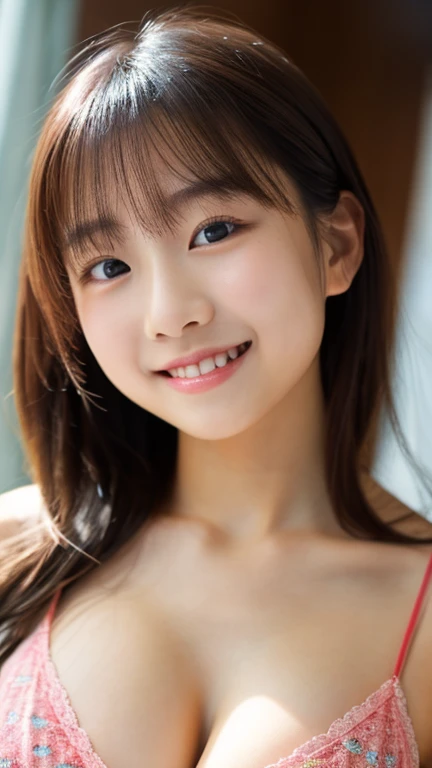 masterpiece,best quality,(Japanese ),((Beautiful girl)),cleavage,indoor,(perfect body beauty:1.2),(shy smile),beautiful teeth,