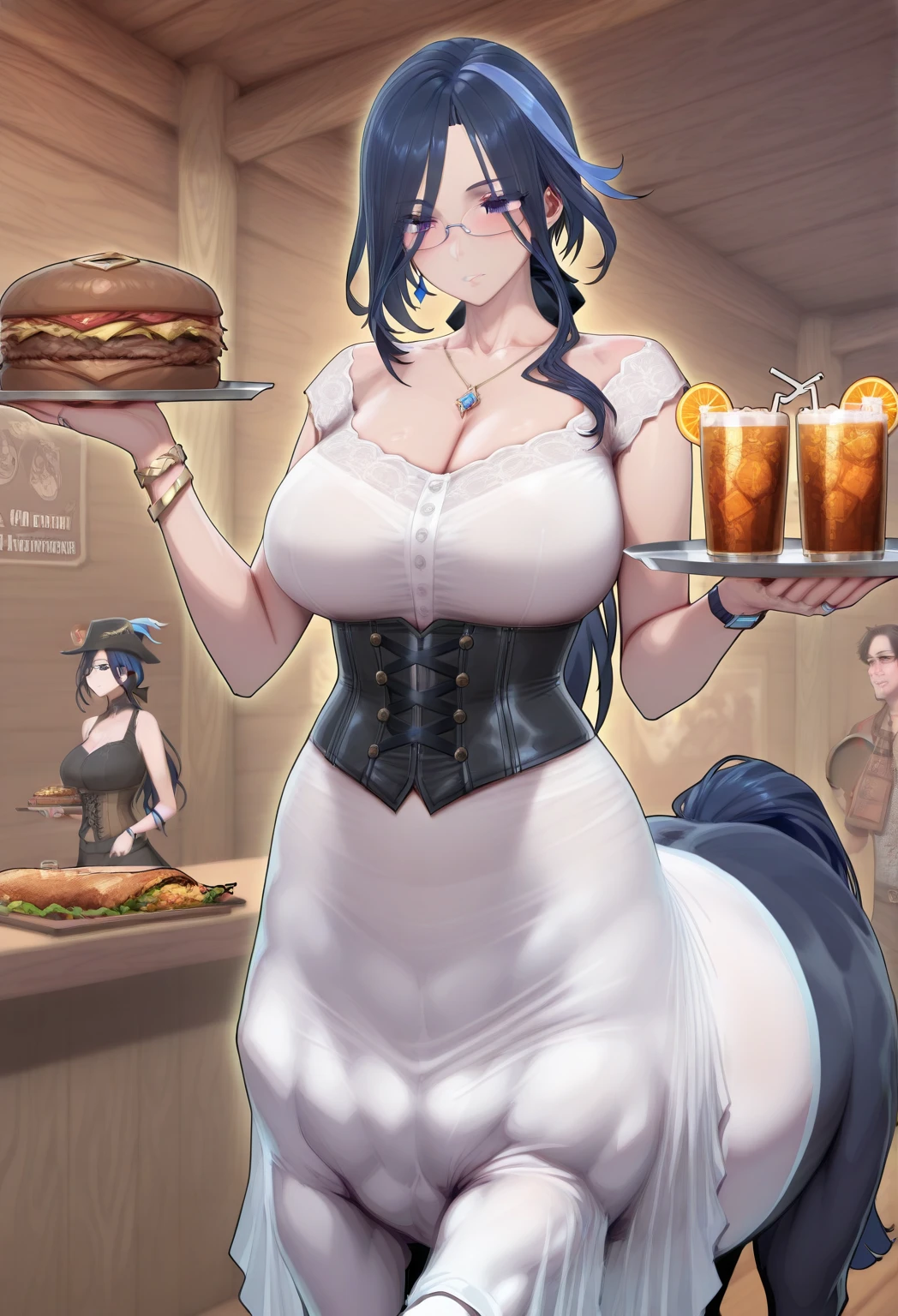 32K,tmasterpiece,Faraway view,((extremely huge breast)),Collar,three-point style,aprons,Reflective glossy leather,slightly fat big breasts,Enlarged buttocks,(best qualtiy), detailedbackground,Black girl, terroral, bionicle, succubi,Long horn,coda,the night,bonfires,stars,Rained,Ass focus,tmasterpiece,Faraway view,Two pink bumps,slightly fat big breasts,potbelly,Fat super ass,Ultra-transparent fishing nets,florals,Inside T,Unoccluded,super breasts
