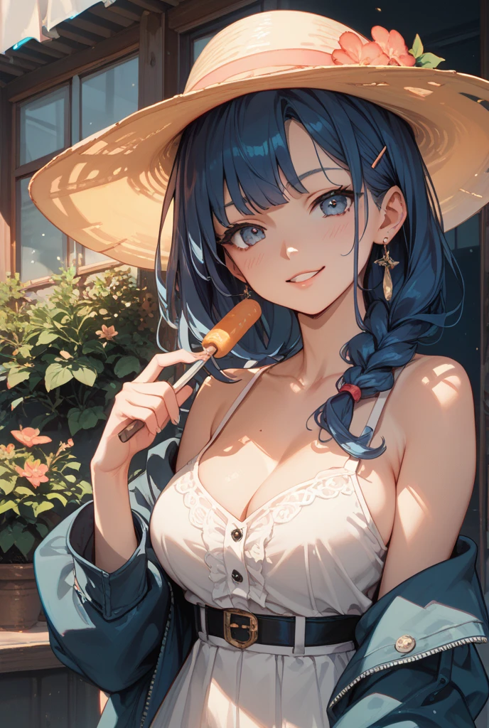 urakaze_kantaicollection,
blue_hair, hair_bun, double_bun, blue_eyes, white_headwear, hat, smile, breasts, sailor_hat, serafuku, long_hair, blush, open_mouth, large_breasts
,(masterpiece:1.4),(best quality:1.4), (premium:1.4), (great illustration:1.4), (ultra-detailed:1.4),(art CG, 8K),1girl solo, KonishiCSA,
(bikini:1.4),Bamboo Forest,blush,smile,