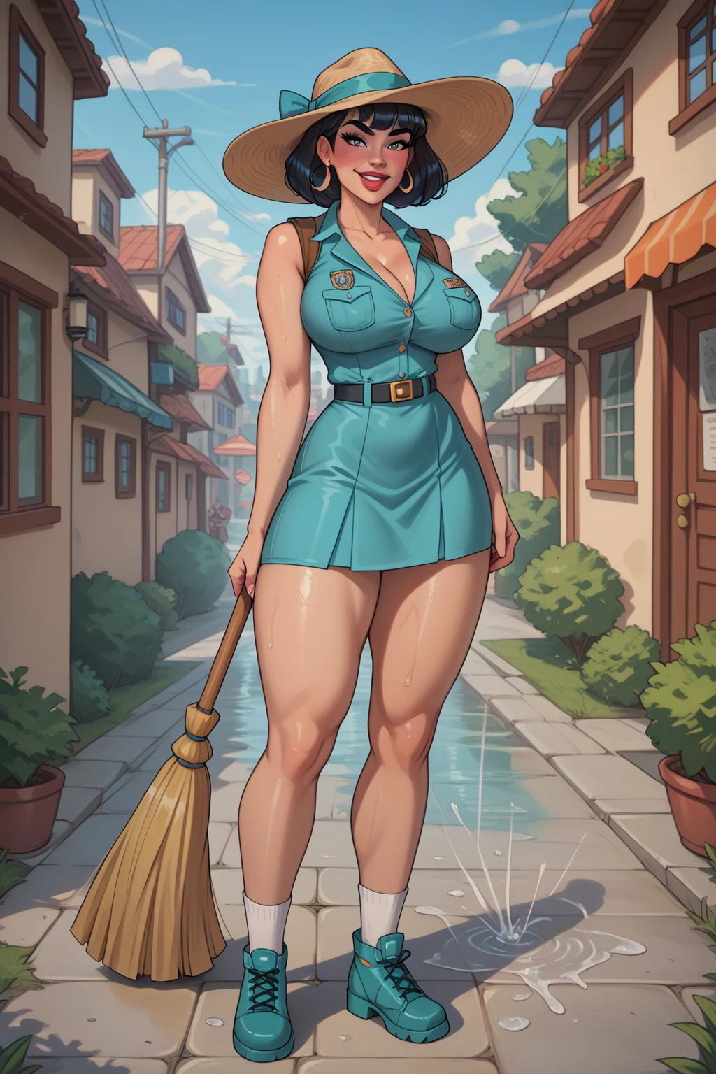 Marie Kanker, solo girl, cute face, naked, big breasts, thick body, Marie Kanker Ed Edd N Eddy, full body, Standing at the park,   cuerpo completo, High resolusion 