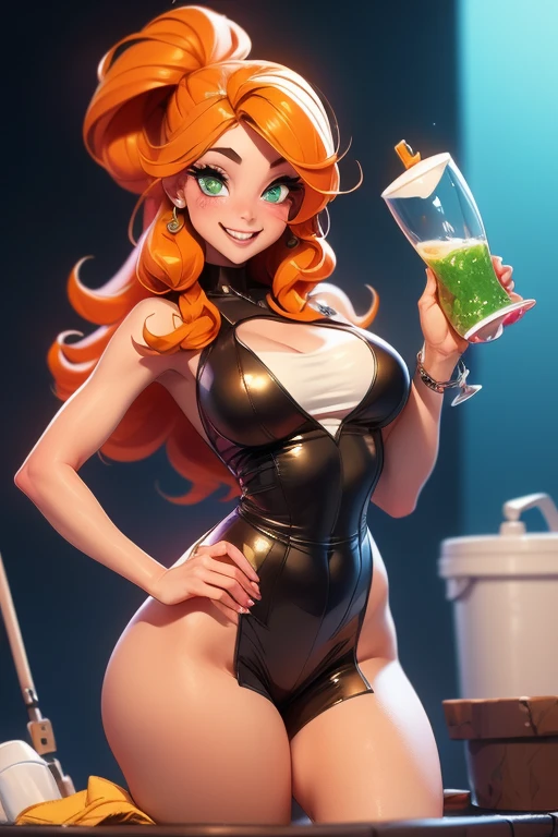(masterpiece, best quality,high detailed),a sexy irish lady drinking a Pint of Guinness (/ˈɡɪnəs/), an Irish dry stout, she is wearing a green irish folk dress, its st patricks day!