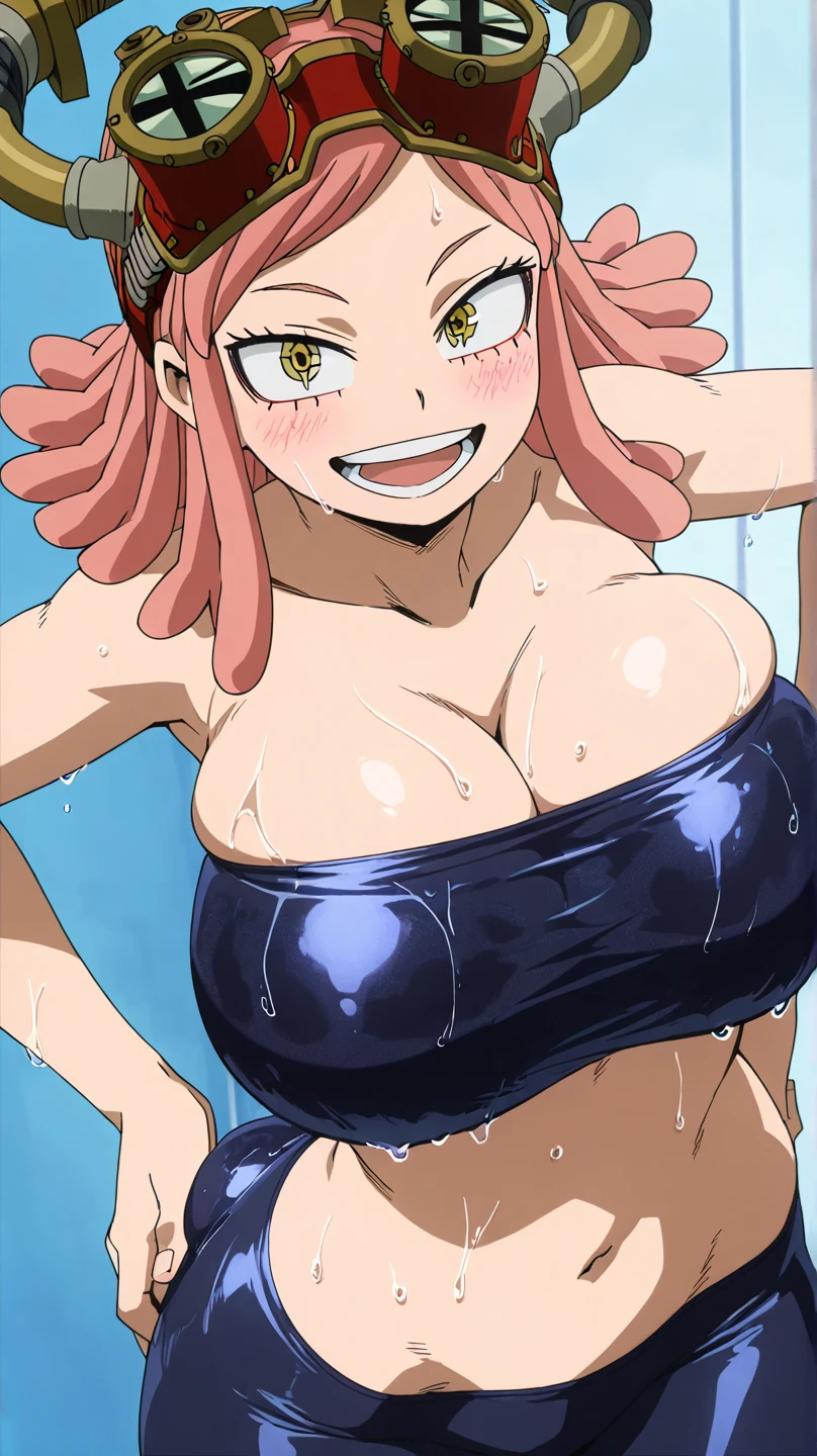 nsfw,1 person,Sweat,White Breath,solo,ONE PIECE,Perona,(Cleavage voyeur),sit,room,Naughty expression,Inverted nipples,((Nipple fuck)),
