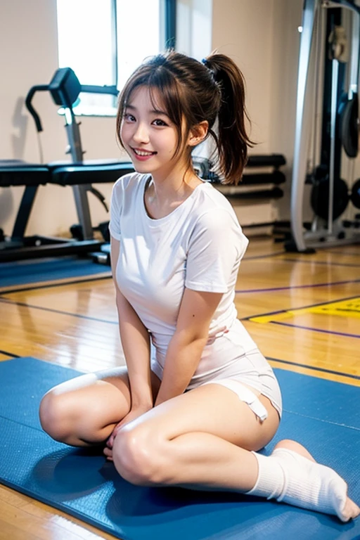 A live-action photo of an extremely beautiful Japanese high school girl race queen who highlights her large breasts and beautiful legs.、Wearing cosplay tennis wear in a photo studio, a promotional photo for compensated dating was taken、She is an eternal idol who combines a clean look with modern charm.。 She creates such beauty。 She feels her own warmth。 She creates a warm atmosphere。 We create beauty。 That's what I want to say。 In her full body photo、The figure features porcelain-like skin and golden hair that radiates a soft glow.。 This is probably、It captured the essence of her timeless charm.、This is the best shot ever.。 Each straight line and curve is carefully expressed.、Breathtakingly beautiful with impeccable detail。 This piece perfectly captures her timeless beauty.。 Divine Proportions、Sharp focus、Full-body photo taken by Kishin Shinoyama、high quality、High resolution、Detailed Background