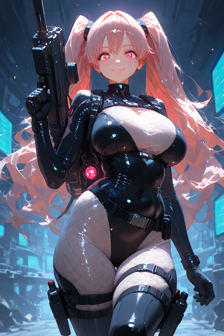 milf, woman in a futuristic suit, high-detailed face, great, mom, tomboy, very big chest, (milf), mature face, (mature woman), traje cibernIt istico, anime girl wearing tight suit, milificação, elegant body, focus on the navel, mitts, aretes, Science fiction, female protagonist, de pIt is, luz volumIt istrica, detailed lighting, detailed textures, cyberpunk oppai, Biomechanical OPPAI, work of art, best quality eyes, sci-fi rugground, futuristic landscape, Low angle, (Look to the camera), long hair、smooth surface, pink hair, blue colored eyes, (((rug))), (((It is))), very long hair pink, massive long hair