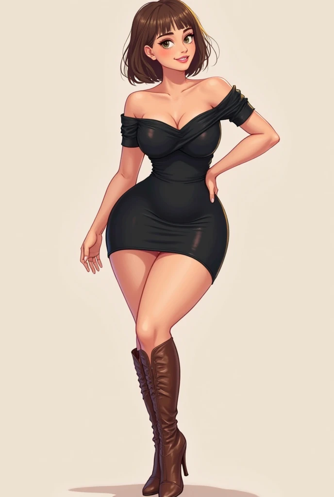 (masterpiece), (best quality), (ultra-detailed), ((masterpiece)) ((best quality)) ((ultra-detailed)) araffe woman in a short dress and boots with a purse, ebony skin, second life avatar, a black dieselpunk policewoman, futuristic attire, inspired by Esaias Boursse, chrome outfit, imvu, tanny skin, dystopian scifi outfit, dark grey skin, gordon freeman as a woman, full pose, upper body avatar