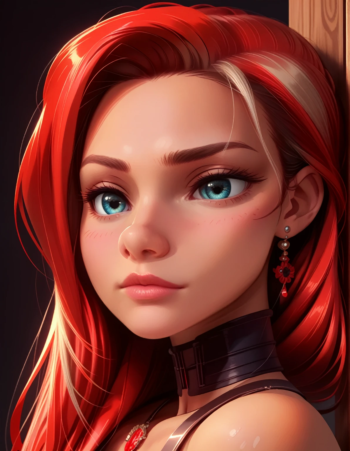 mulher arafed com cabelo vermelho e uma luz roxa neon, aluna hiperrealista, uma aluna hiperrealista, red braided hair, Complex red braided hair, ela tem cabelos ruivos, cabelos vermelhos brilhantes, plaits, do cabelo vermelho, Hairstyle Braids, inspirado em Daphne Fedarb, de cabelos vermelhos, red head, pigtail, pia sadie