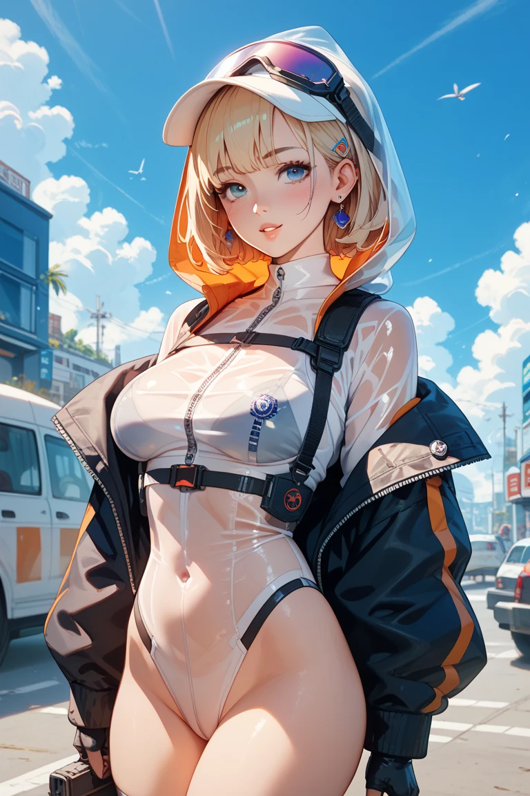 8k, RAW Photos, Highest quality, masterpiece, practical, reality, (1. Exquisite beauty), 2, nice,The face is rich in detail, (Perfect Teeth), Delicate eyes, double eyelid, eyelash, Grin, Lips Detail, Blonde Bob Hair, Natural Breasts, ((Sexy Japanese volleyball)), ((Sexy sports shorts))Soft Light, ((Depth of written border)) 、Shot in the back、all、Stick your butt out、Spread your legs、The body is slim、Inverted nipples, High Jump Jacket,Sporting goods,Leaked,Large Breasts