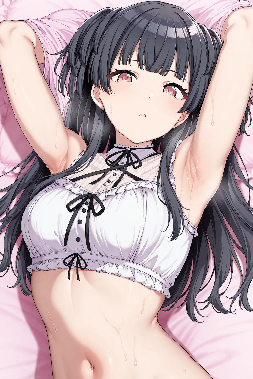 ((masterpiece,bestquality,ultradetail:1.2)),1girl.solo.expressive eyes, perfect face,((lora:fingering pussy:1.2)),((lora:Emilico:1.1)),((
white bra,white panty:1.2)),(white breath:1.3),(thick,slim waist,big tits,big breast:1.2),brown hair,twin tale,white ribbon,((blush,narrow eyes,drool,saliva:1.2)),
,look at viewer,from below,(on bed:1.1)
,(perfect anatomy,perfect limbs,perfect fingers:1.1),blush,