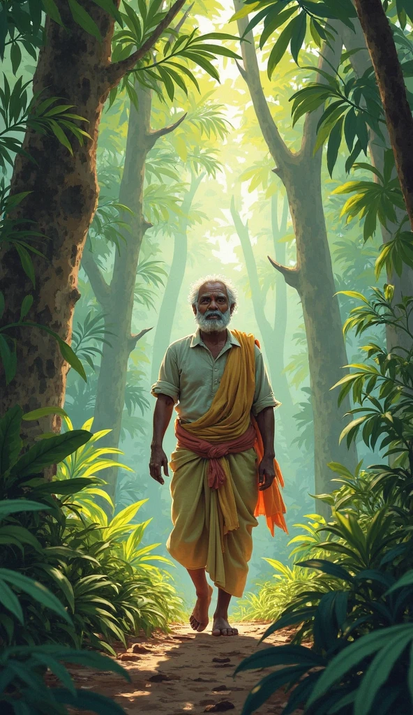 A Bengali man was guarding a watermelon garden from a banyan tree