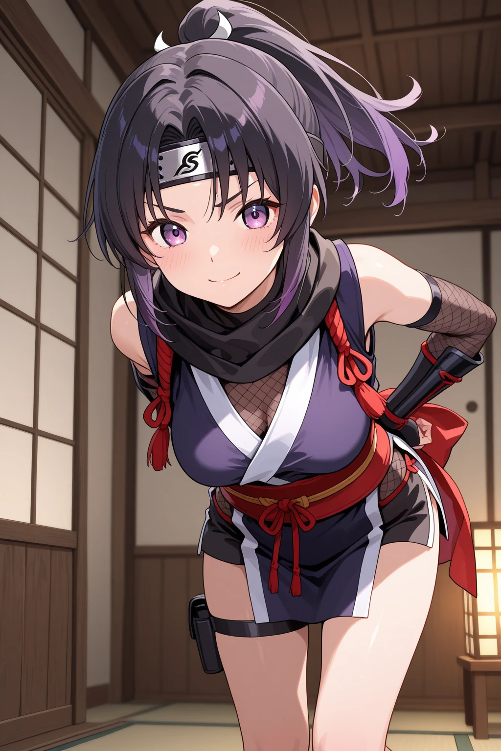 masterpiece, high resolution, best quality, rendered art, beautiful art, well formed fingers and hands, 1 woman, solo, Haruhi Suzumiya, hair ribbon, adult, grown up, 31 years old, large and round breasted, cleavage, full body, wearing a Iroha Samurai Spirits cosplay, Iroha_Samurai_Spirits_cosplay, maid hat, choker, fingerless gloves, black tights, sexy and skimpy kimono, pelvic curtain, white maid uniform, doing exercise, warming up, working out, sexy and captivating training, smiling joyfully and happily , looking at the viewer, panties peek, sweating , bouncing breasts, t back thong, training montage session, beach environment