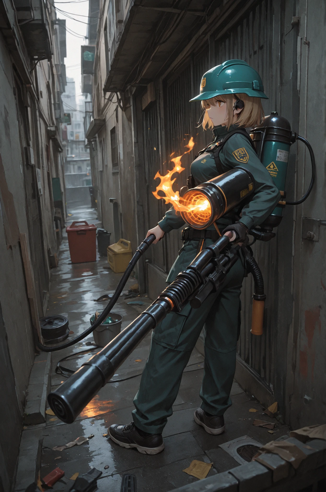 (masterpiece, best quality, beautiful Sewage System Exploration:1.4), solo, legs only, dirty, mud_covered, determined_expression, messy_hair, tied_back_hair, protective_gear, hazmat_suit, rubber_boots, knee_high_boots, hard_hat, dimly_lit, sewage_tunnels, rusty_pipes, filthy_water, brown_tones, damp_weather, humid_climate, low_angle_view, worms_eye_view, flashlight, toolbox, wrench, grime, slime, dripping_water, suspenseful_mood, gritty_tone, cinematic light, (sharp focus:1.6), highly detailed, ultra realistic, 8k