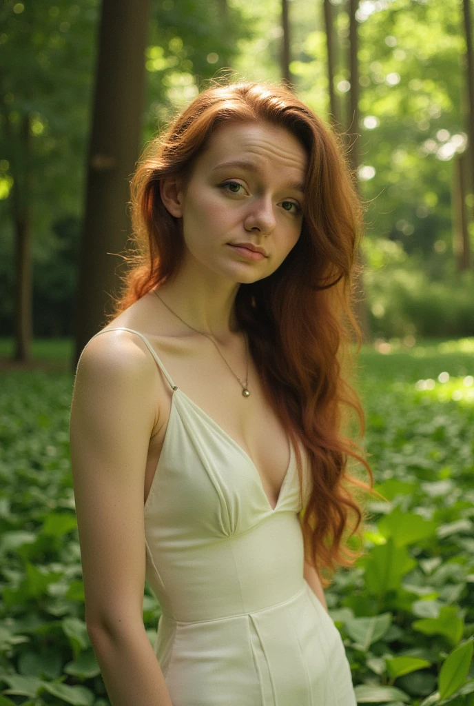 18 year old Emma Watson, (((standing naked in the park))), ((small breasts))), shy, worried, hiding, (face blushing), (((hands behind back))), (minimal jewelry), long hair