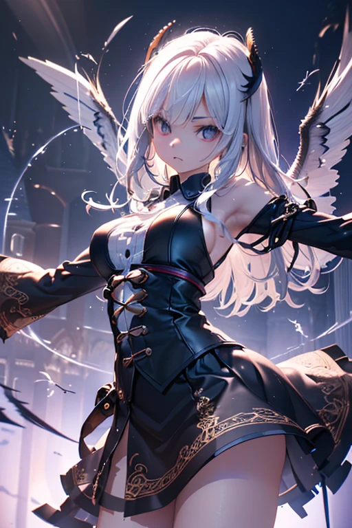 Feet, Fullbody,full-body shot masterpiece, detailed anime poster,  (((wings))), 1girl,solo elf pointy ears,huge breasts, ghost costume , (hitodama) ,night, tombstone, graveyard,,, long sleeves, very long sleeves, , ghost, pale skin,, off shoulder, cleavage, no bra, (((extremely long white hair))), sitting on tombstone, bare legs, shredded tattered clothes, curvy wide hips, massive breasts, chubby thighs, (((beautiful rainbow colors anime eyes))), japanese temple,