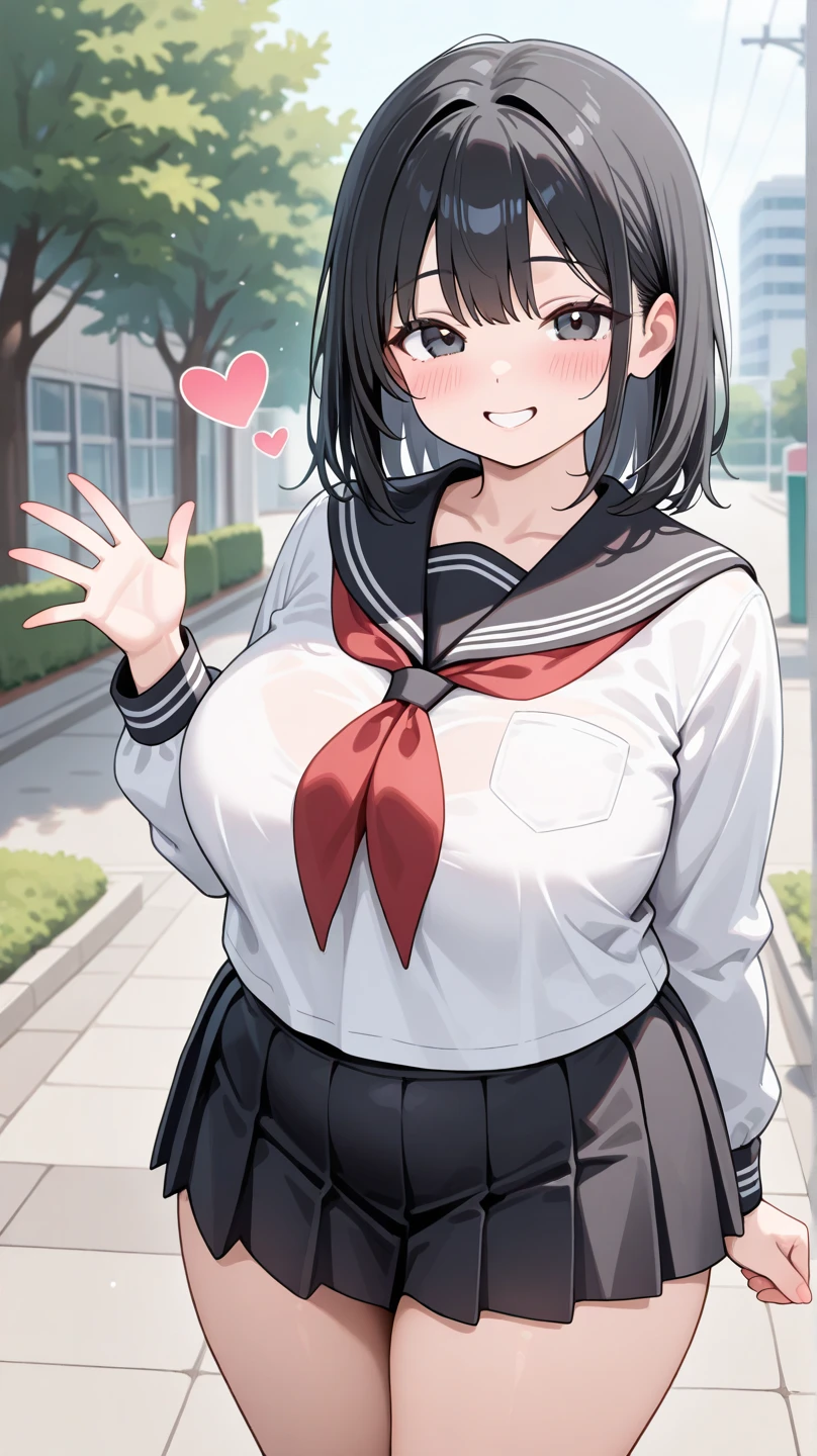 Himiko Rika, My Hero Academia, 1 Girl, Bangs, Black sailor collar, Black over-the-knee stockings, blonde hair, Blue sailor collar, blunt Bangs, blush,, Brown cardigan, Cowboy shooting, Double the goodness, Grin, hair , Yellow eyes , Long sleeve, messy hair, Squint your eyes, Smile, Large Breasts. 8k, Super detailed, fair and aesthetic, high quality, fair, masterpiece, best quality, permanent, lean forward, Glowing skin, Sticking out tongue of mouth, blush, Sexy body, Definition, Perfect eyes, Sticking out tongue, blush, Strabismus, (((Close-up face)))