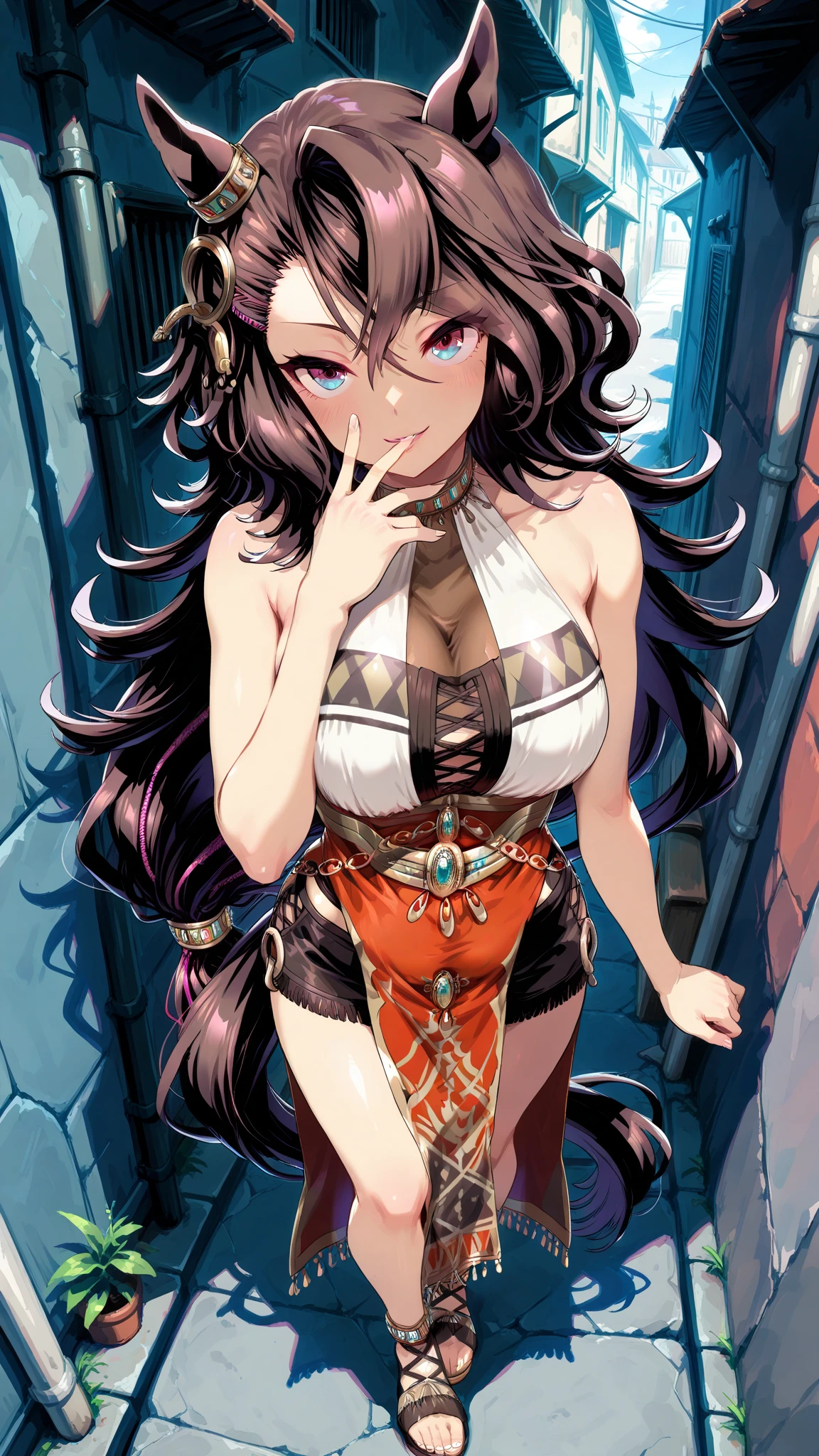 sayuri, 1girl, (3heads:1.5), open belly, very huge breasts, (very, beautiful eyes:1.5), (very detailed eyes:1.5), long hair, blush, lipstick, jewelry, earrings, Hot girl, baddie, staring, glaring, bad attitude, mean girl, dare, angry, hate, crazy, smoking, sensual, attractive, masterpiece, best quality, highly detailed, fantasy , a anime girls in armored dress holding a sword
posing for a picture, evil smile, smile, open mouth, breastplate with open cleavage, cleavage, warrior
outfit, ecchi anime style, anime girls, ecchi style, (nsfw) not safe for work, ecchi, digital anime art!!, in
anime style, official artwork, visual novel cg, beautiful anime girl, anime style 4 k , loincloth, exposed
belly, exposed navel, exposed midriff, exposed lower belly, pencil skirt armored, castle,inside castle