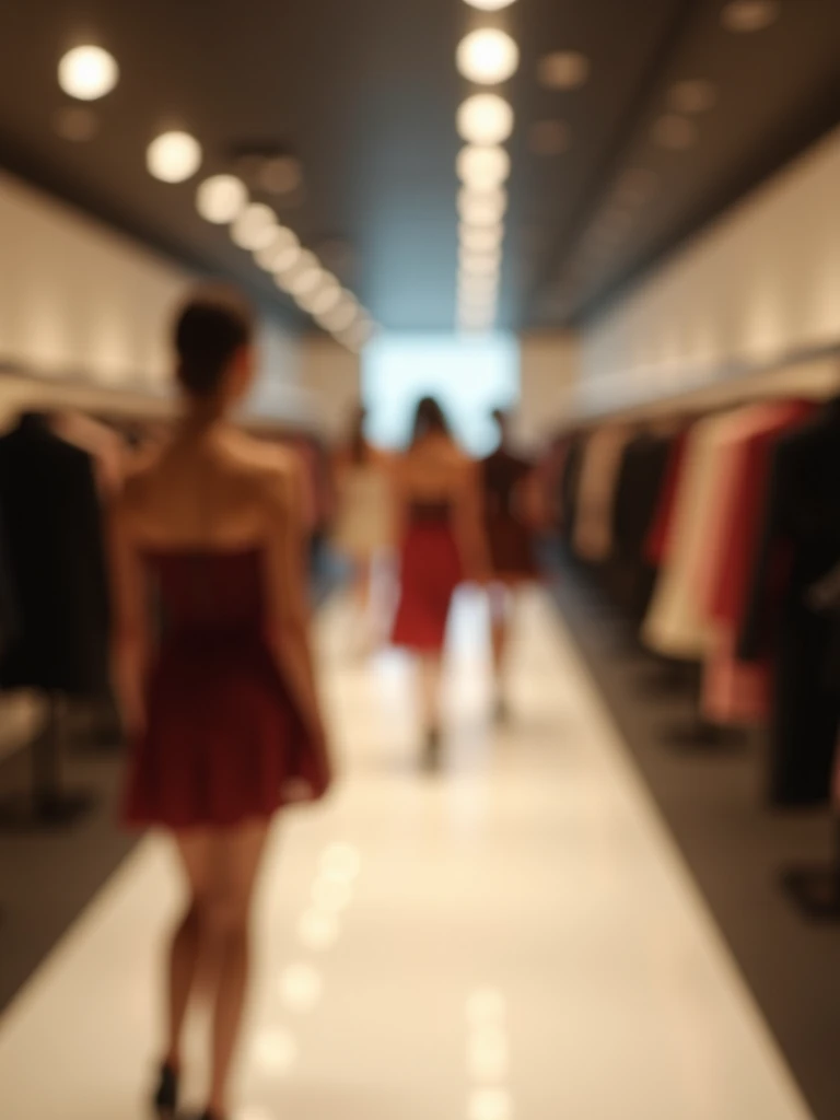 Beautiful clothes displayed on many mannequins 