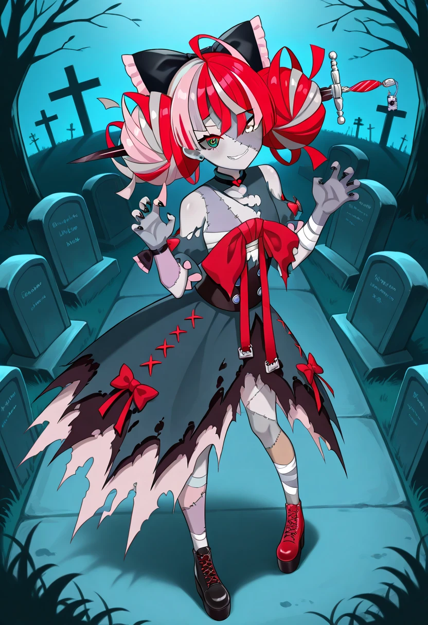 1girl,multicolored hair, clown, crazy, tears of blood, dark circles under eyes, cursed,(covered with blood, chains), covered with scars, (high resolution, high detail, best quality), pain, scream